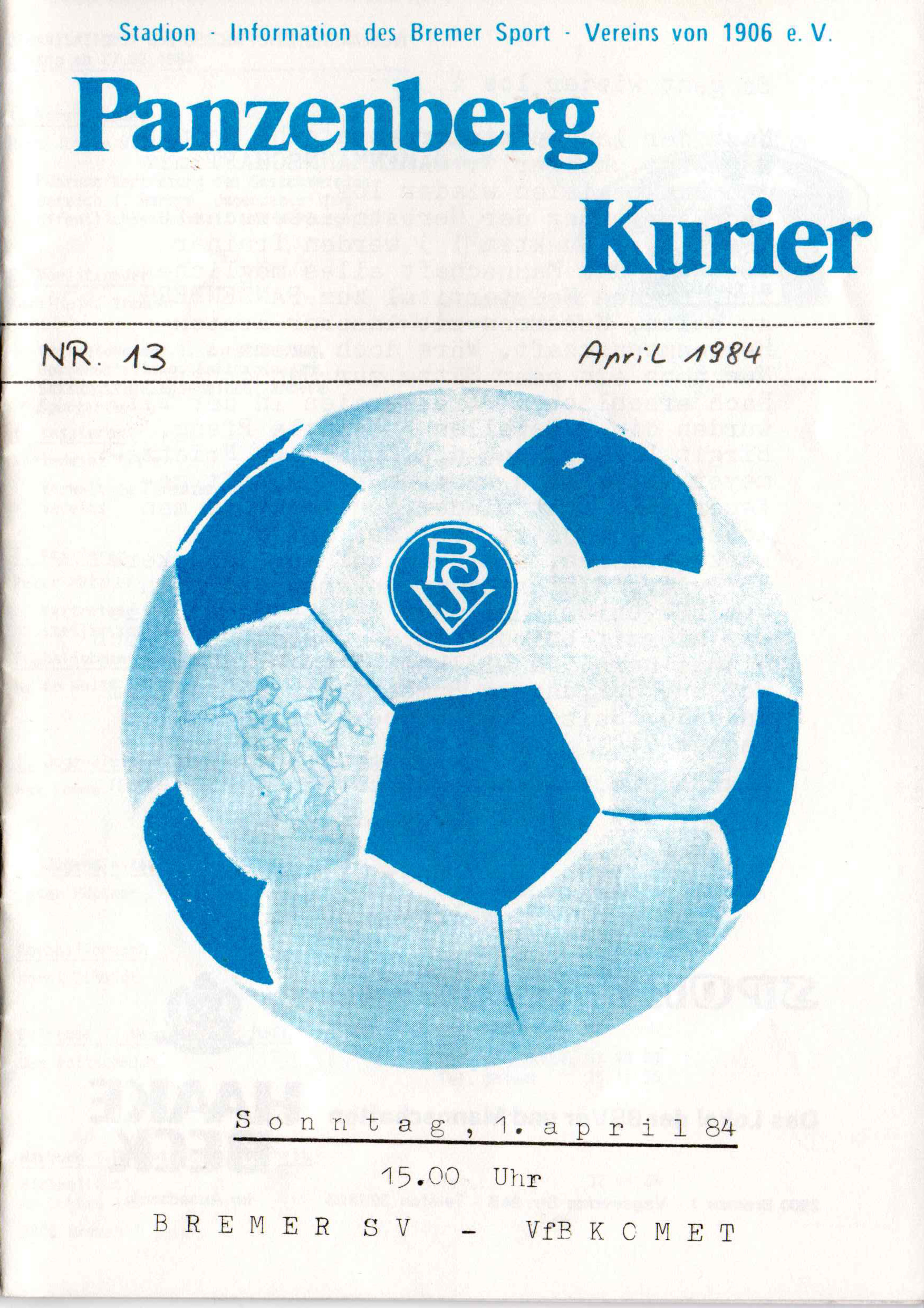 23. Spieltag [01.04.1984] Bremer SV vs. VfB Komet Bremen