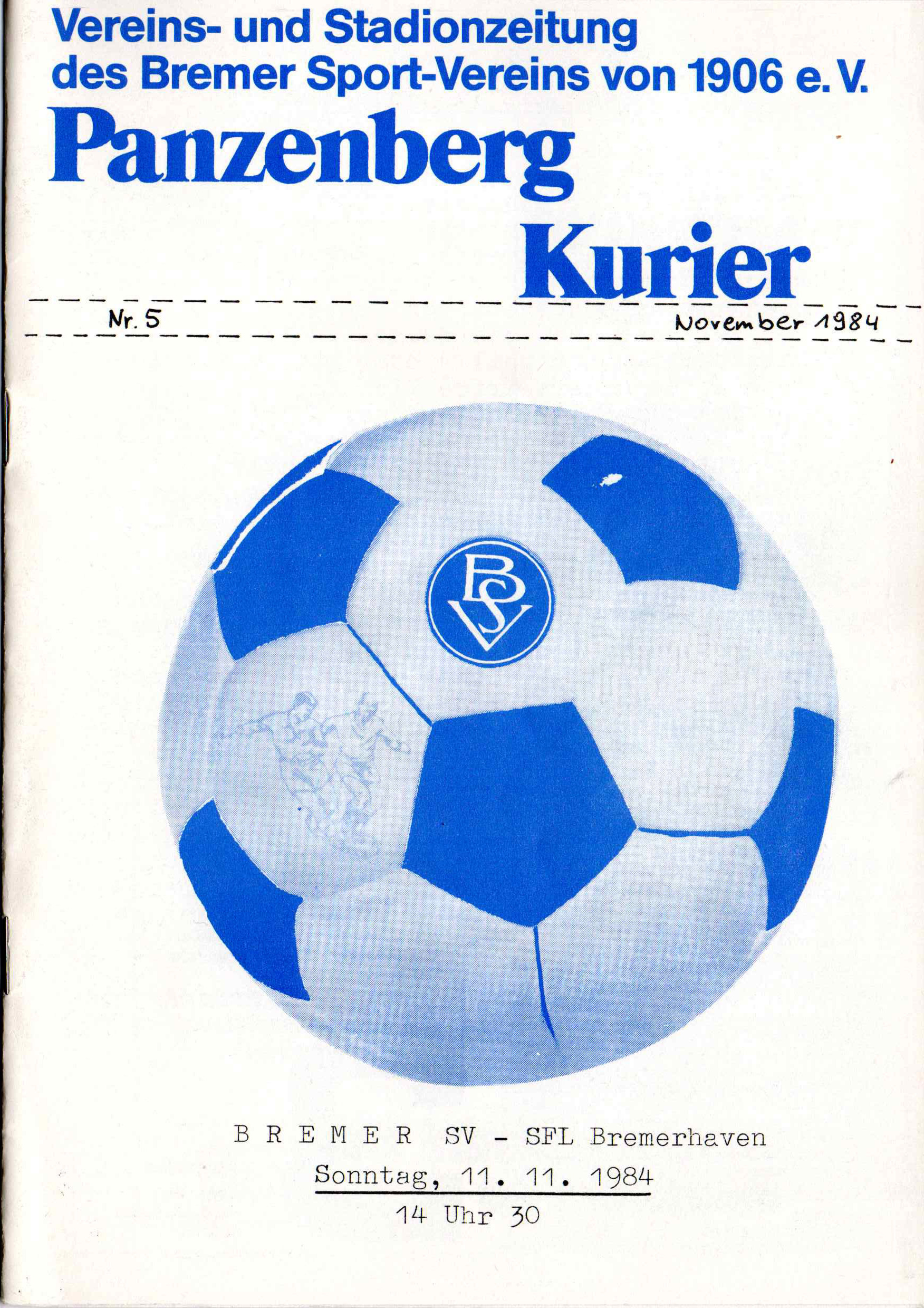 10. Spieltag  [11.11.1984] Bremer SV vs. SFL Bremerhaven
