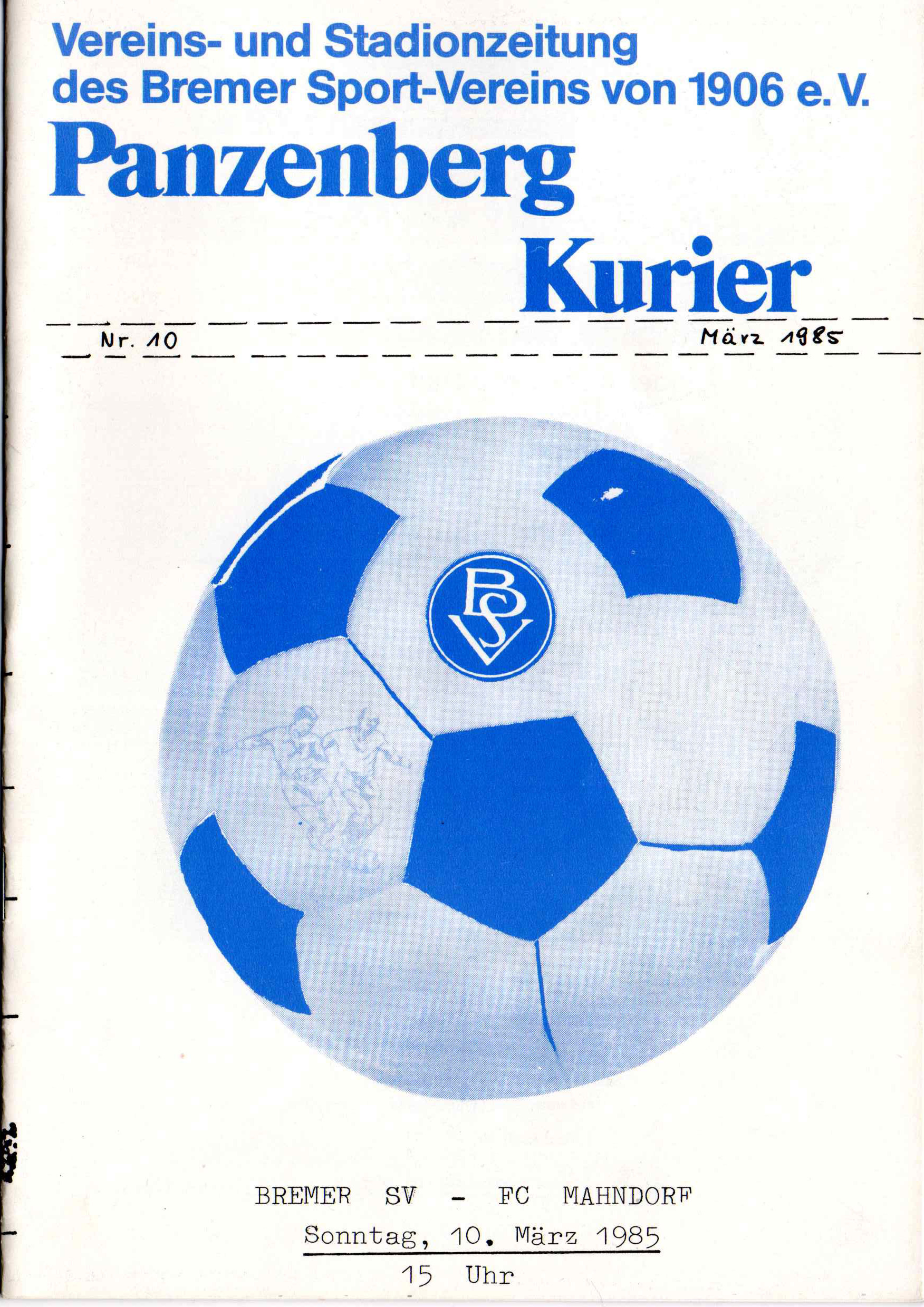18. Spieltag  [10.03.1985] Bremer SV vs. FC Mahndorf