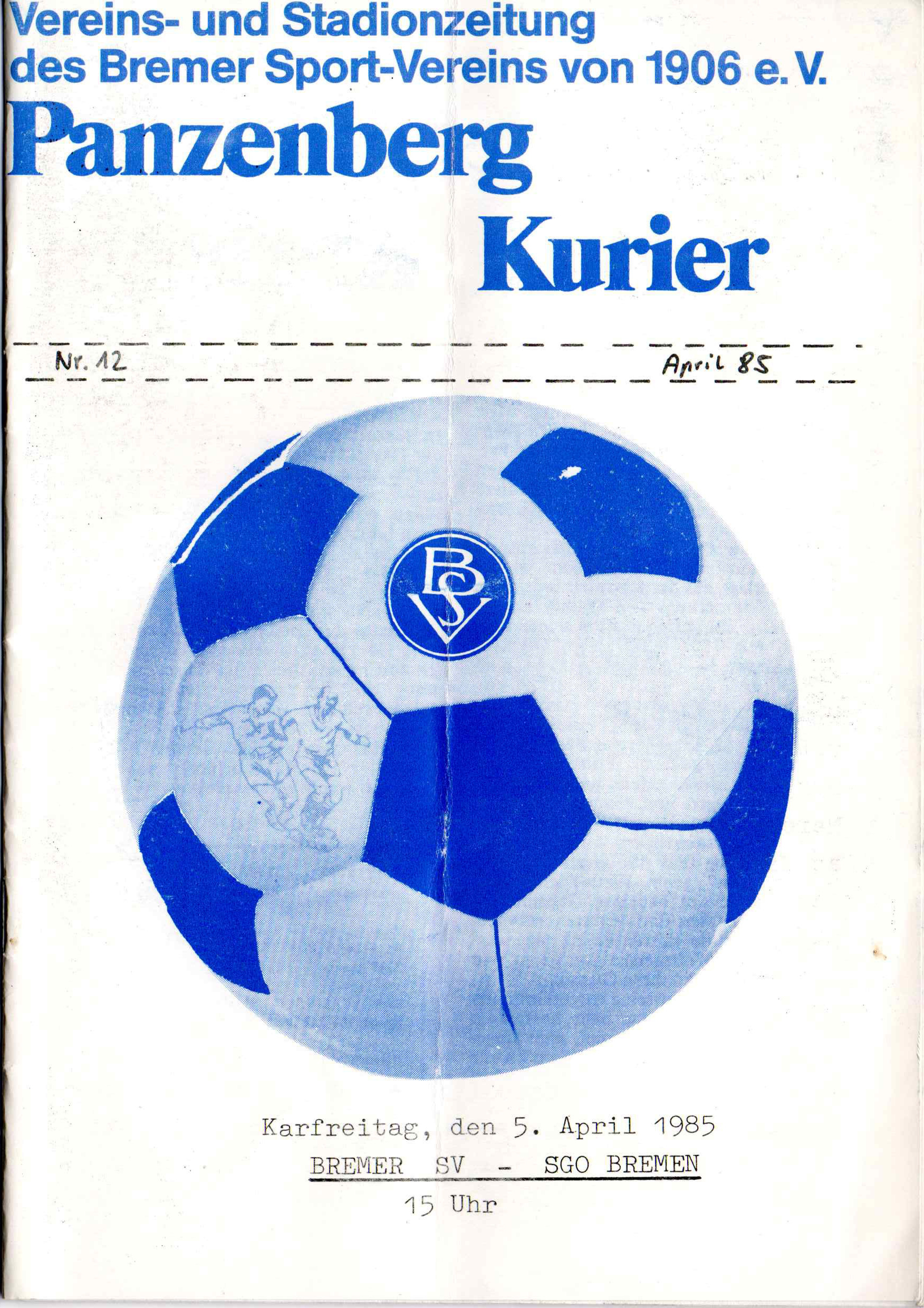 22. Spieltag  [05.04.1985] Bremer SV vs. SG Oslebshausen Bremen