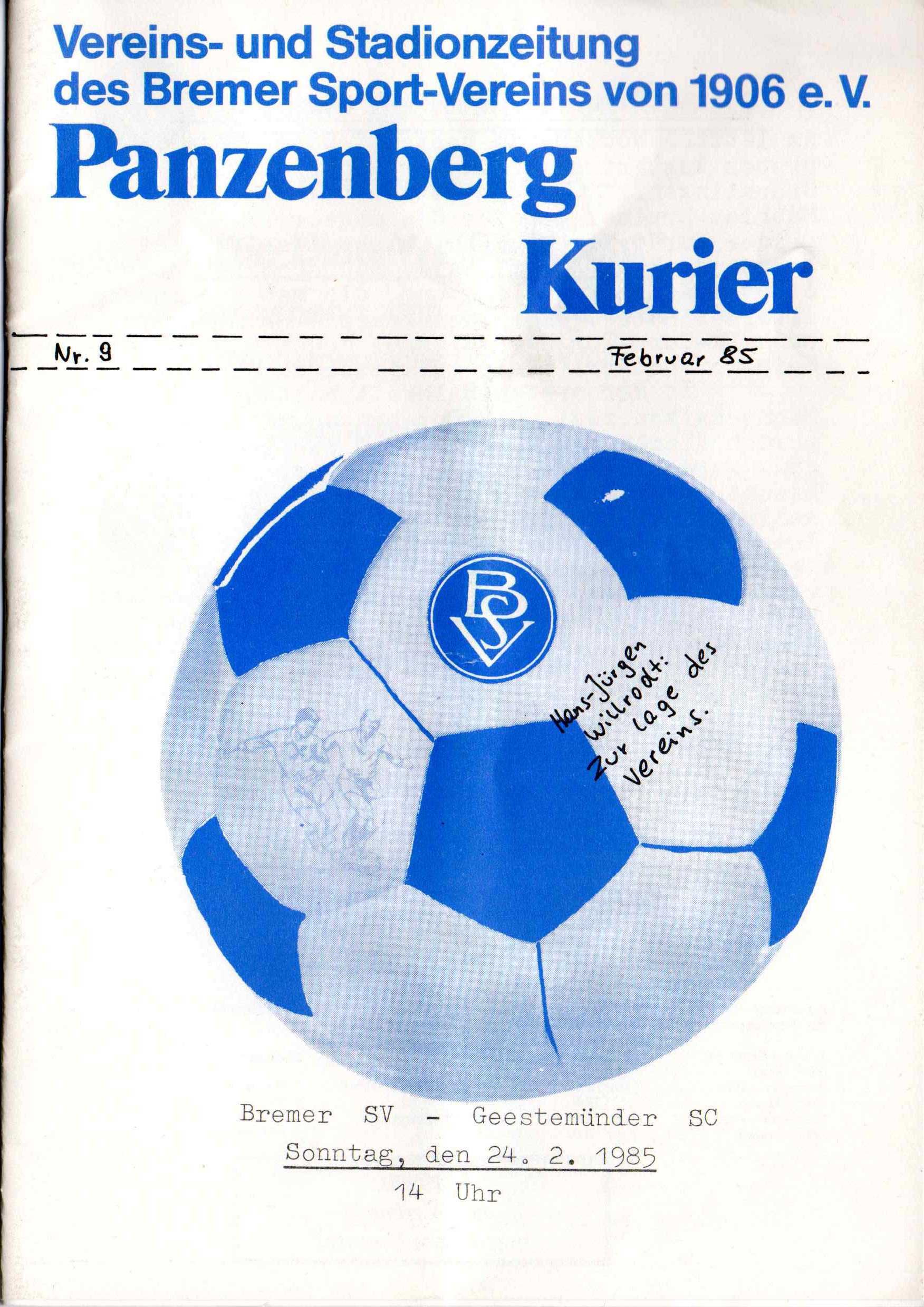 23. Spieltag  [08.04.1985] Bremer SV vs. Geestemünder SC