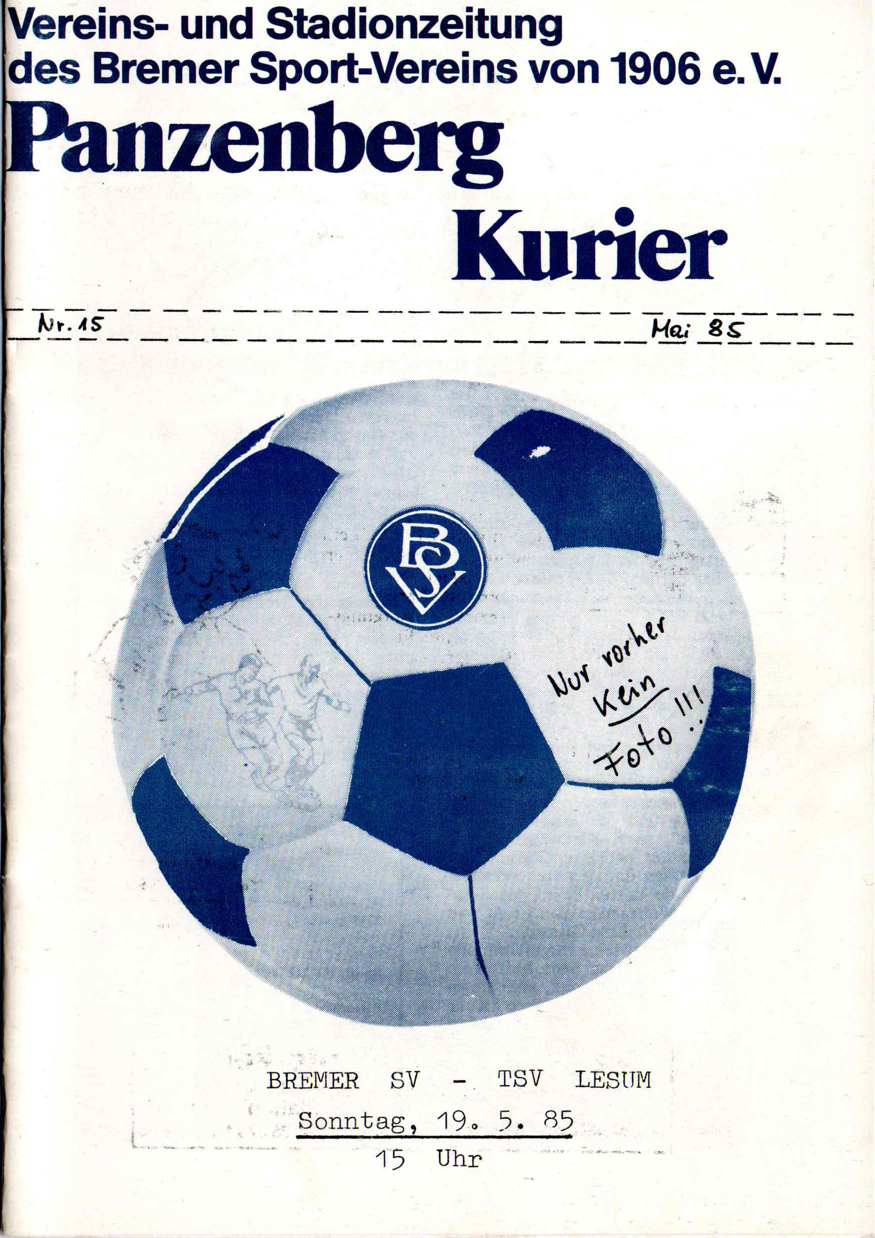 30. Spieltag  [19.05.1985] Bremer SV vs. TSV Lesum-Burgdamm
