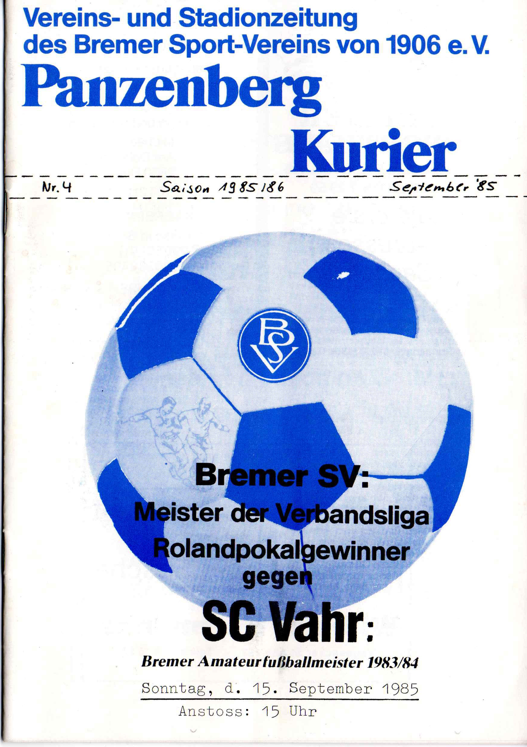 05. Spieltag  [15.09.1985] Bremer SV vs. SC Vahr