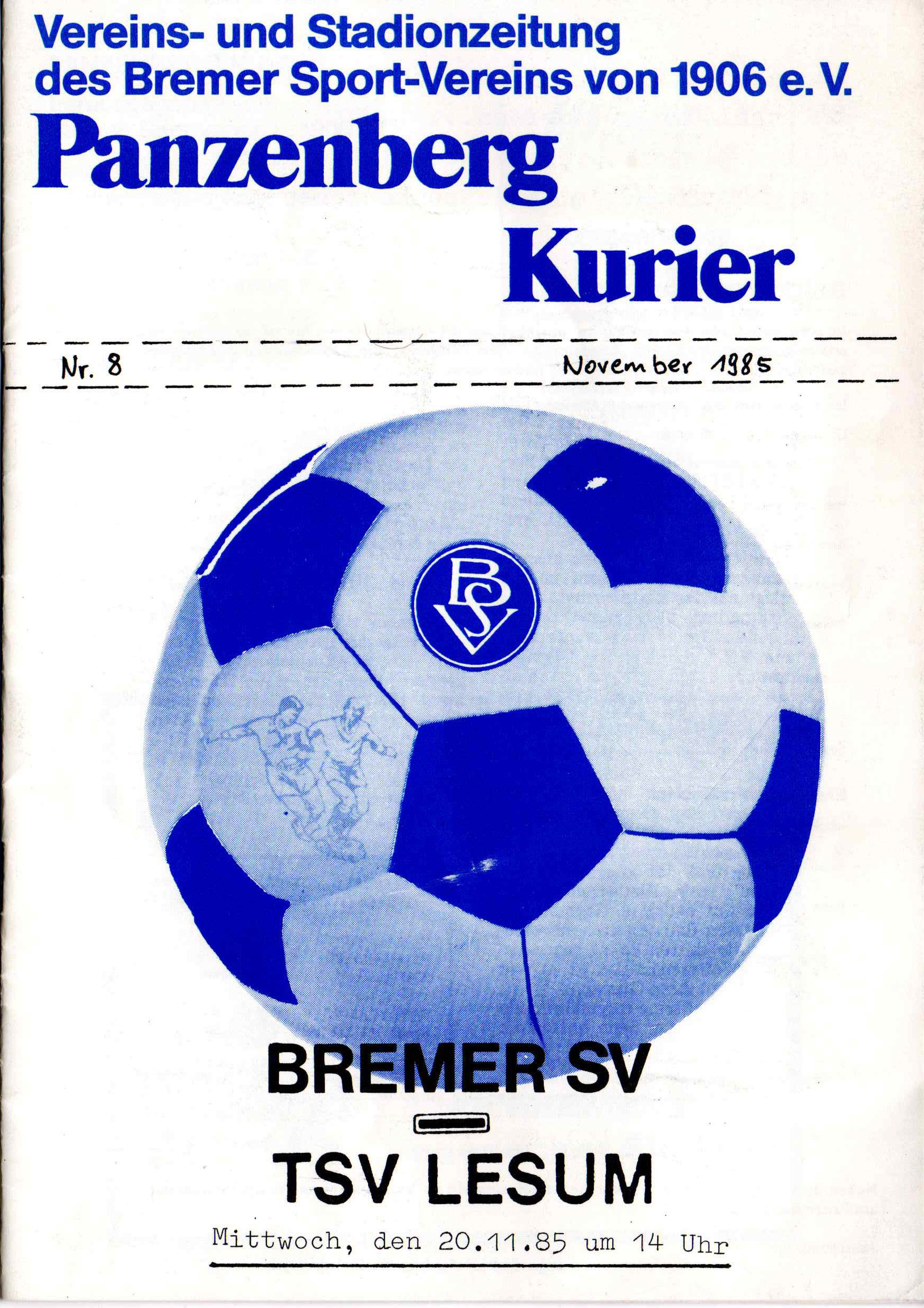 13. Spieltag  [20.11.1985] Bremer SV vs. TSV Lesum-Burgdamm