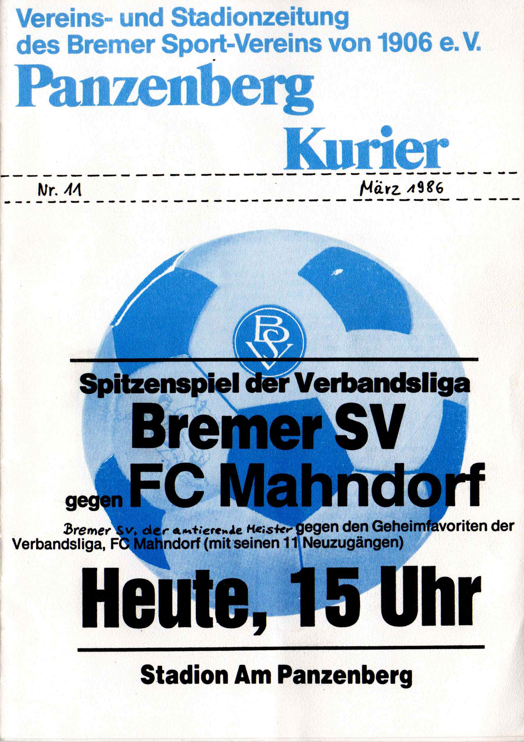 20. Spieltag  [02.03.1986] Bremer SV vs. FC Mahndorf