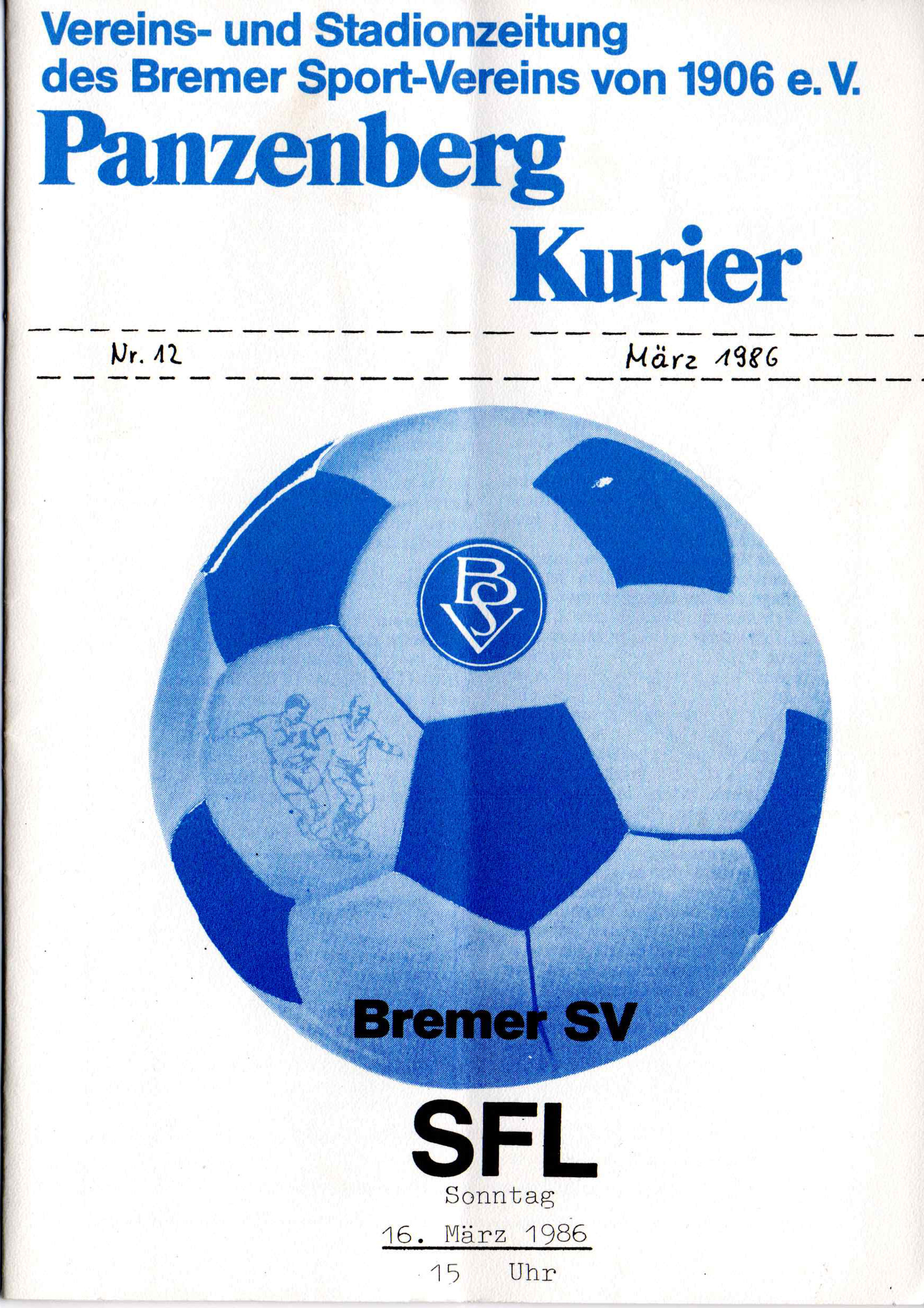 21. Spieltag  [16.03.1986] Bremer SV vs. SFL Bremerhaven