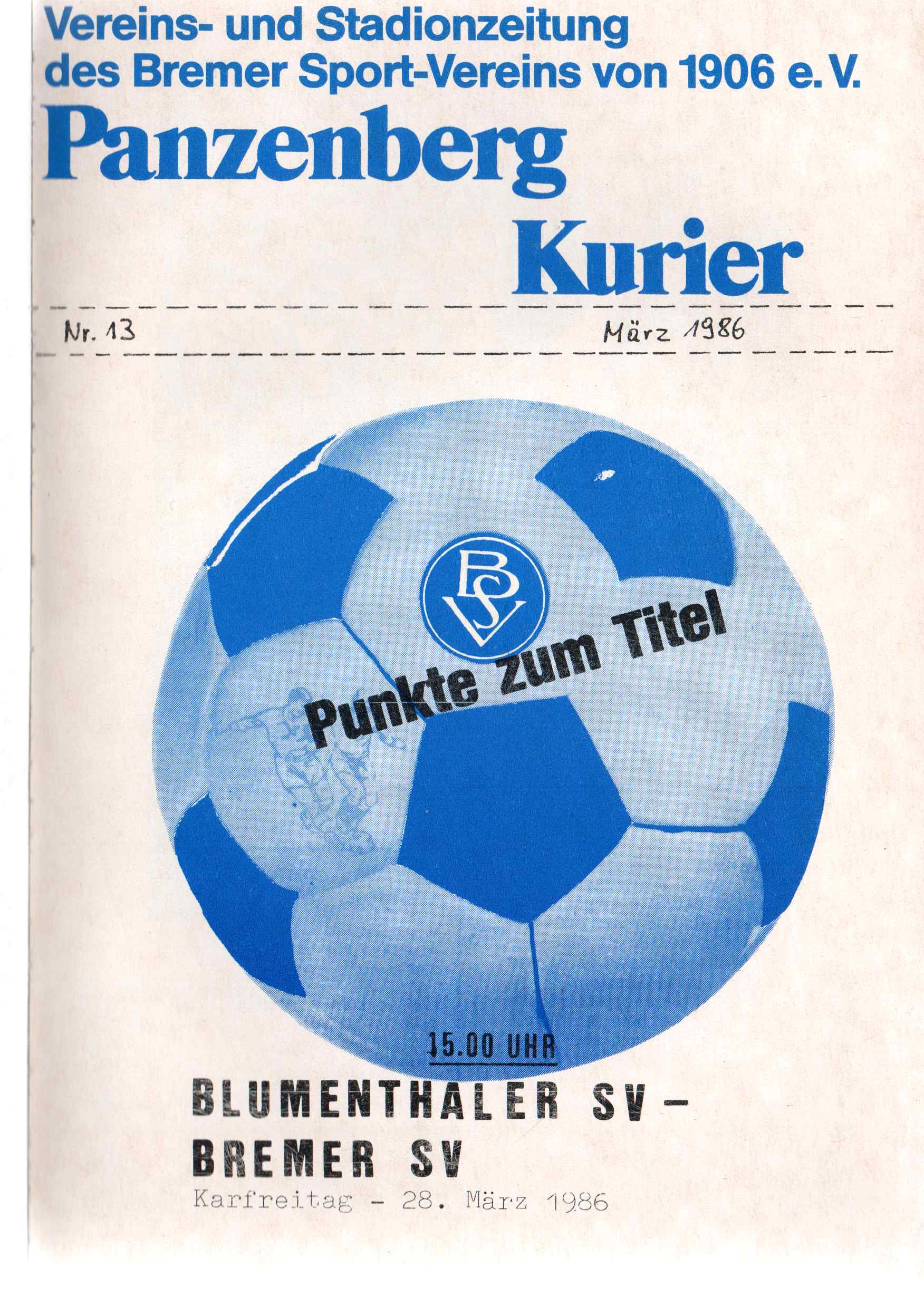 23. Spieltag  [28.03.1986] Bremer SV vs. Blumenthaler SV