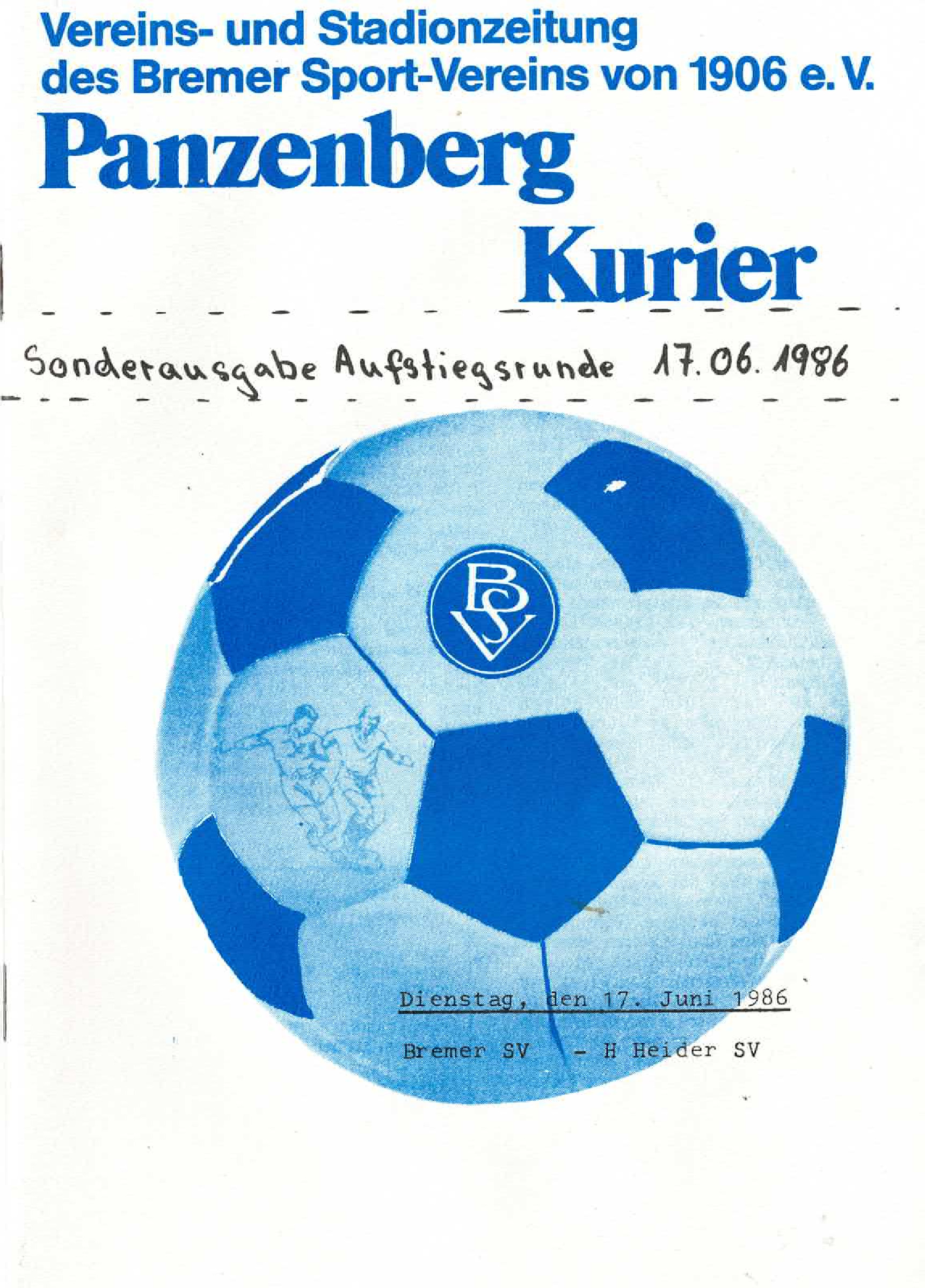 6. Spieltag [17.06.1986] Bremer SV vs. Heider SV