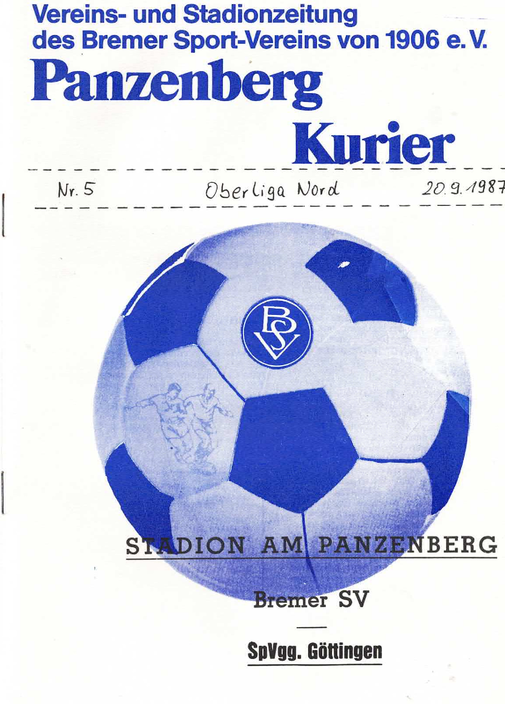 09. Spieltag  [20.09.1987] Bremer SV vs. SVG Göttingen 07