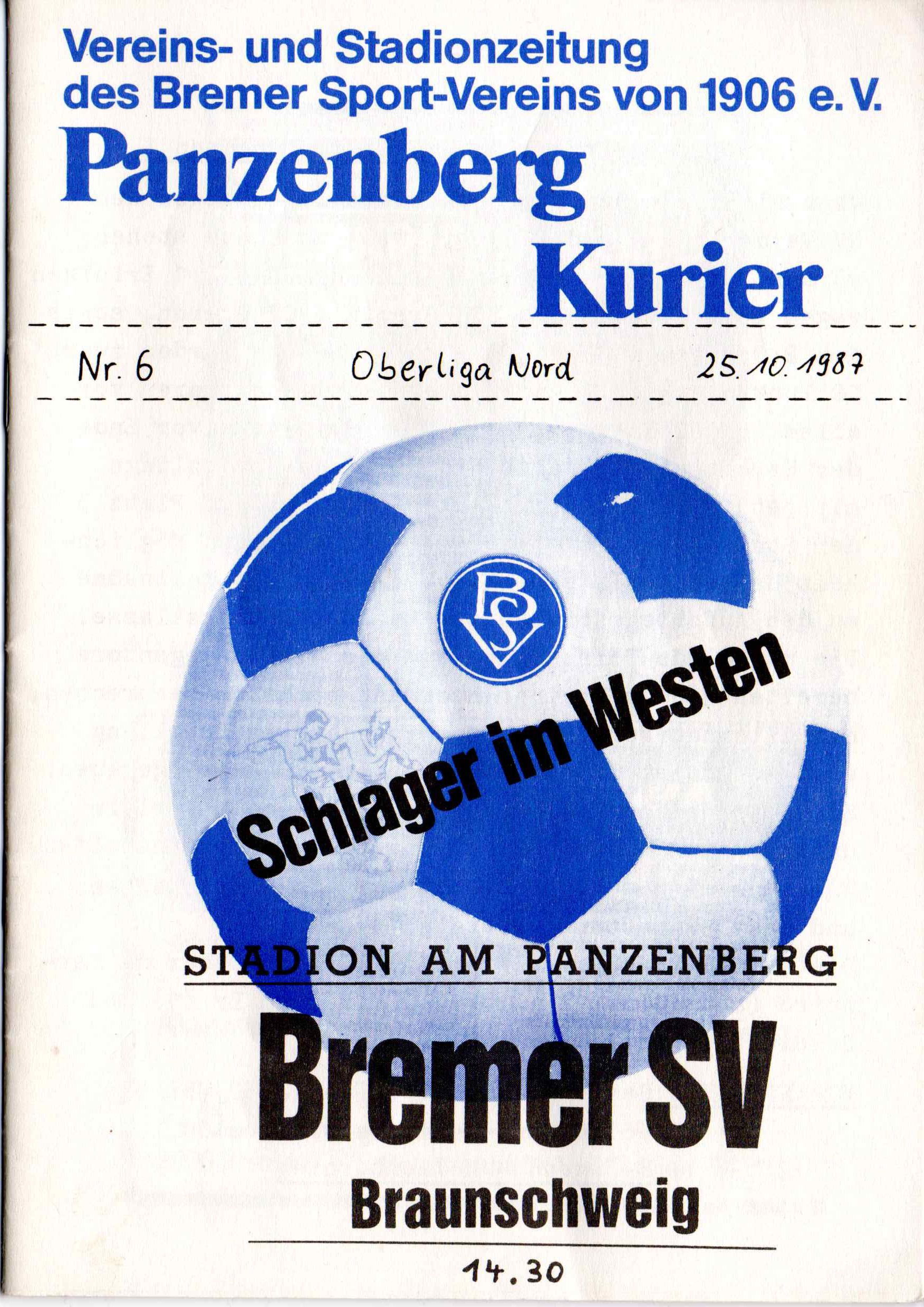 12. Spieltag  [25.10.1987] Bremer SV vs. Eintracht Braunschweig