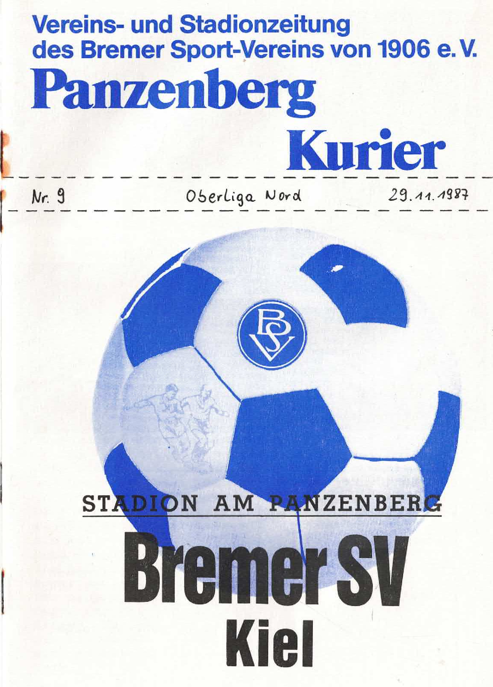 17. Spieltag  [29.11.1987] Bremer SV vs. Holstein Kiel