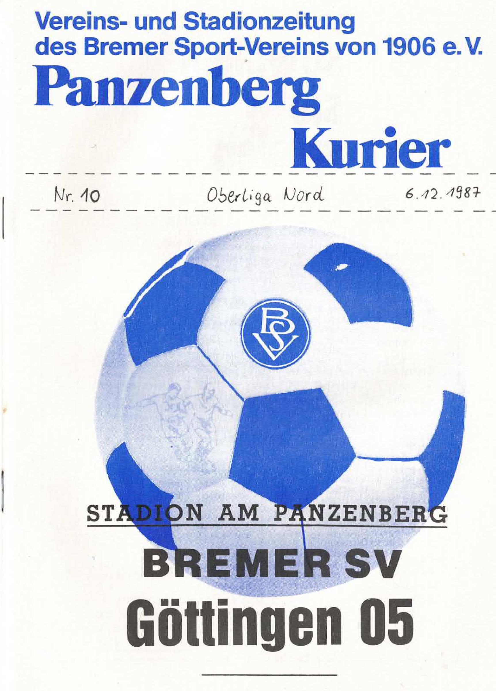 18. Spieltag  [06.12.1987] Bremer SV vs. 1.SC Göttingen 05