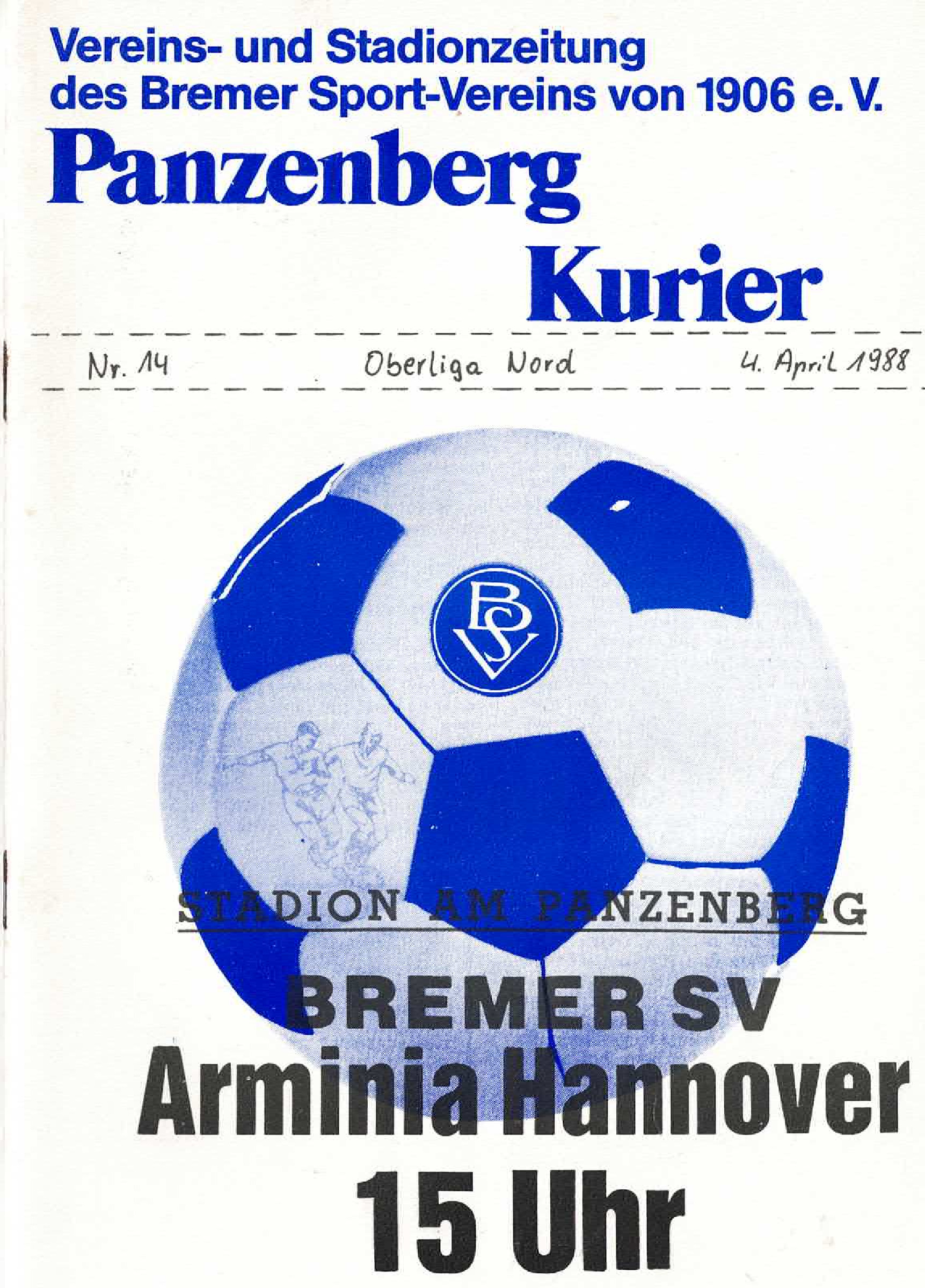 25. Spieltag  [04.04.1988] Bremer SV vs. Arminia Hannover