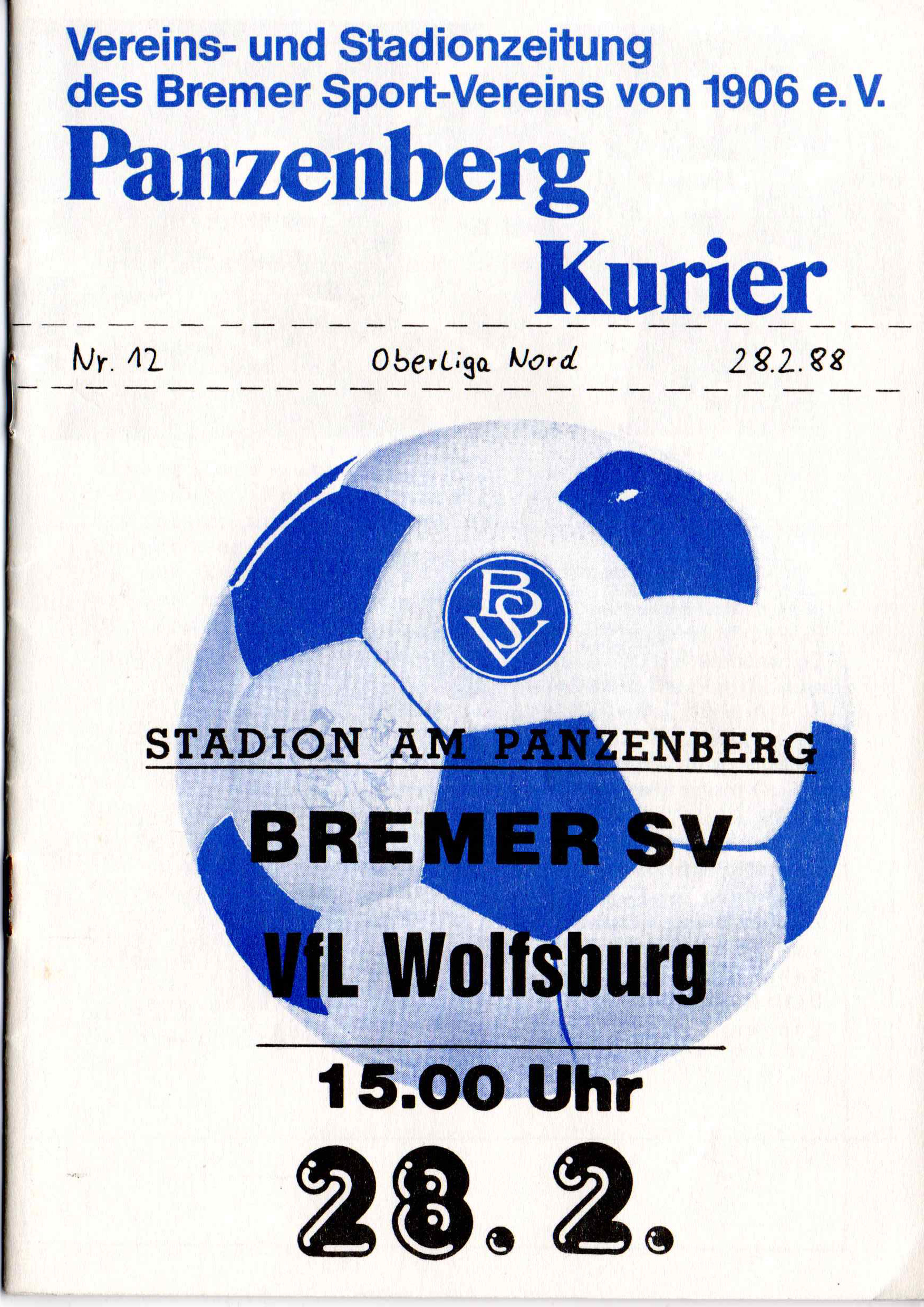 28. Spieltag  [19.04.1988] Bremer SV vs. VfL Wolfsburg