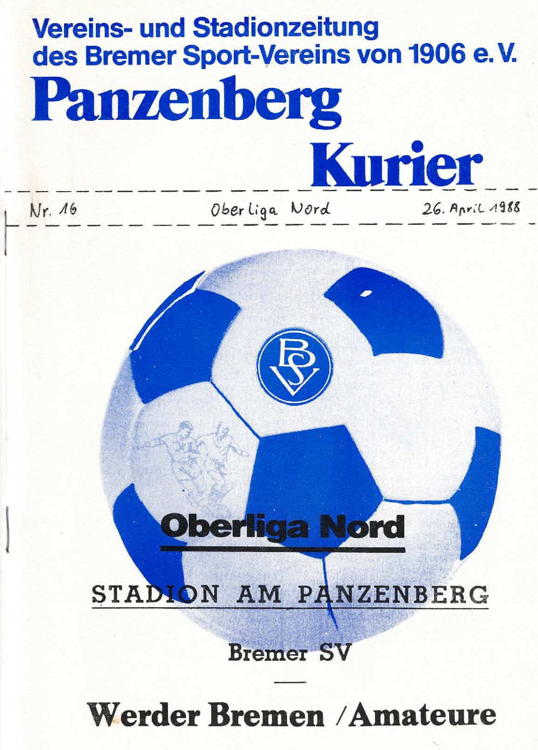 30. Spieltag  [26.04.1988] Bremer SV vs. SV Werder Bremen II