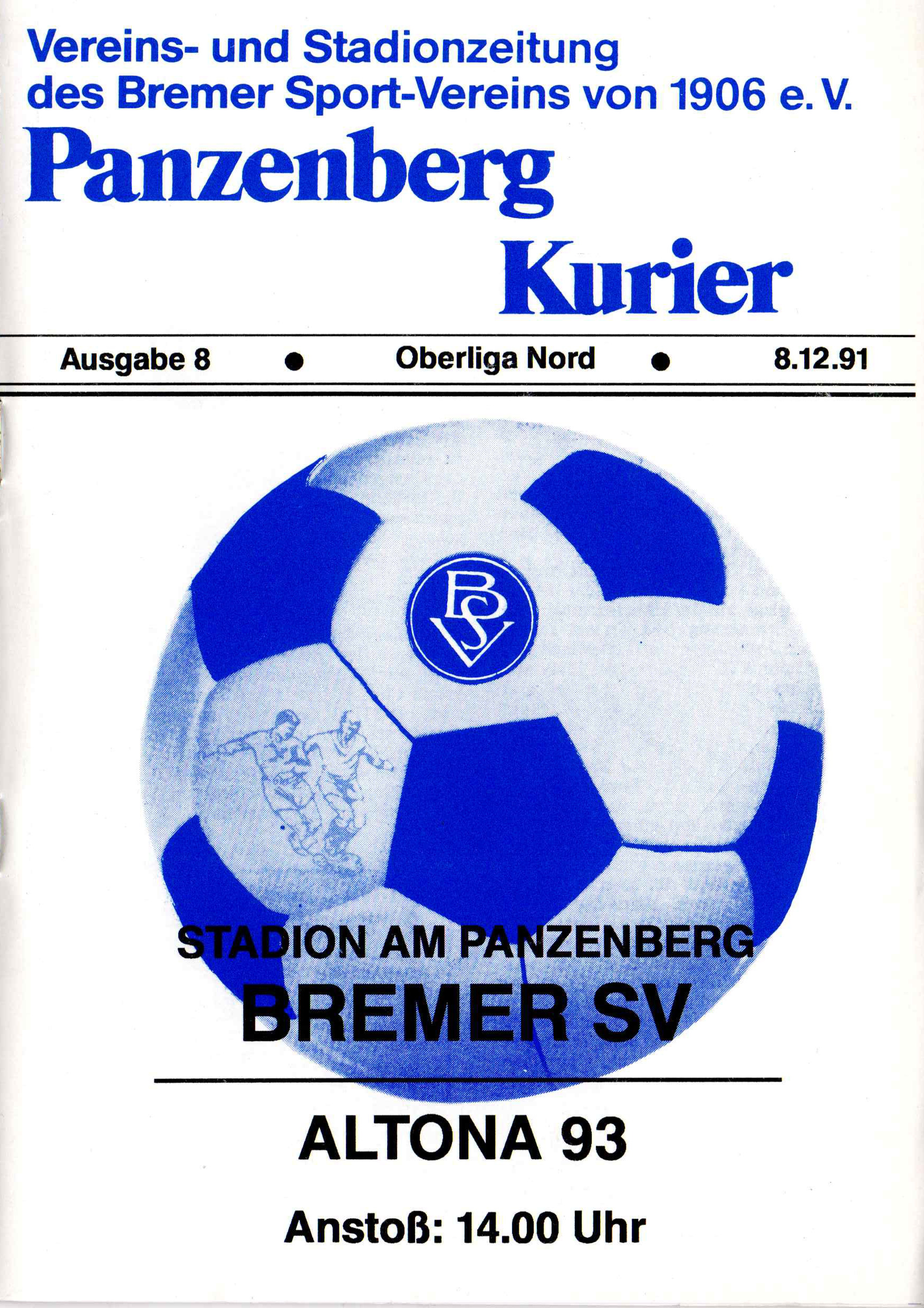16. Spieltag  [08.12.1991] Bremer SV vs. FC Altona 93