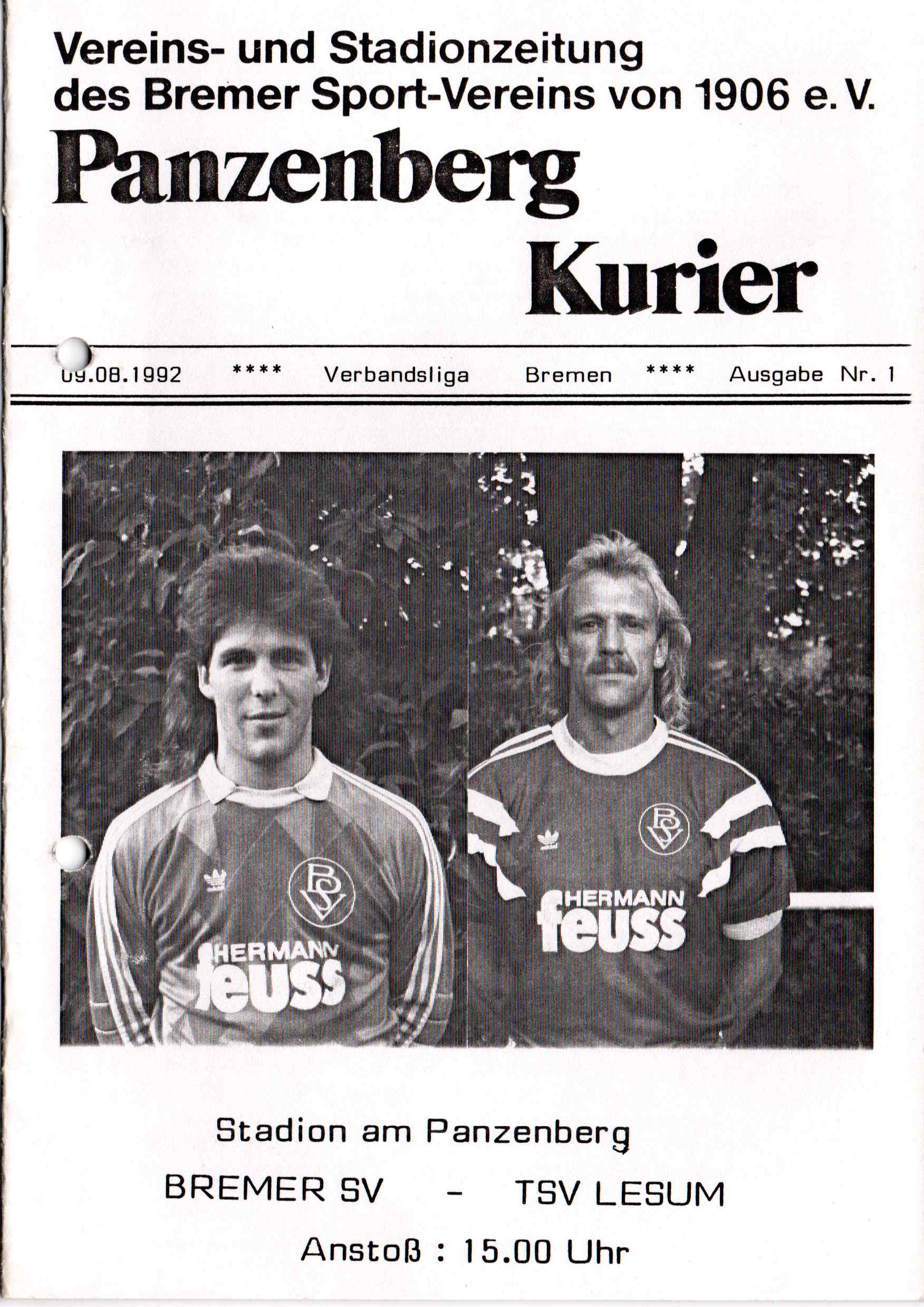 01. Spieltag  [09.08.1992] Bremer SV vs. TSV Lesum-Burgdamm