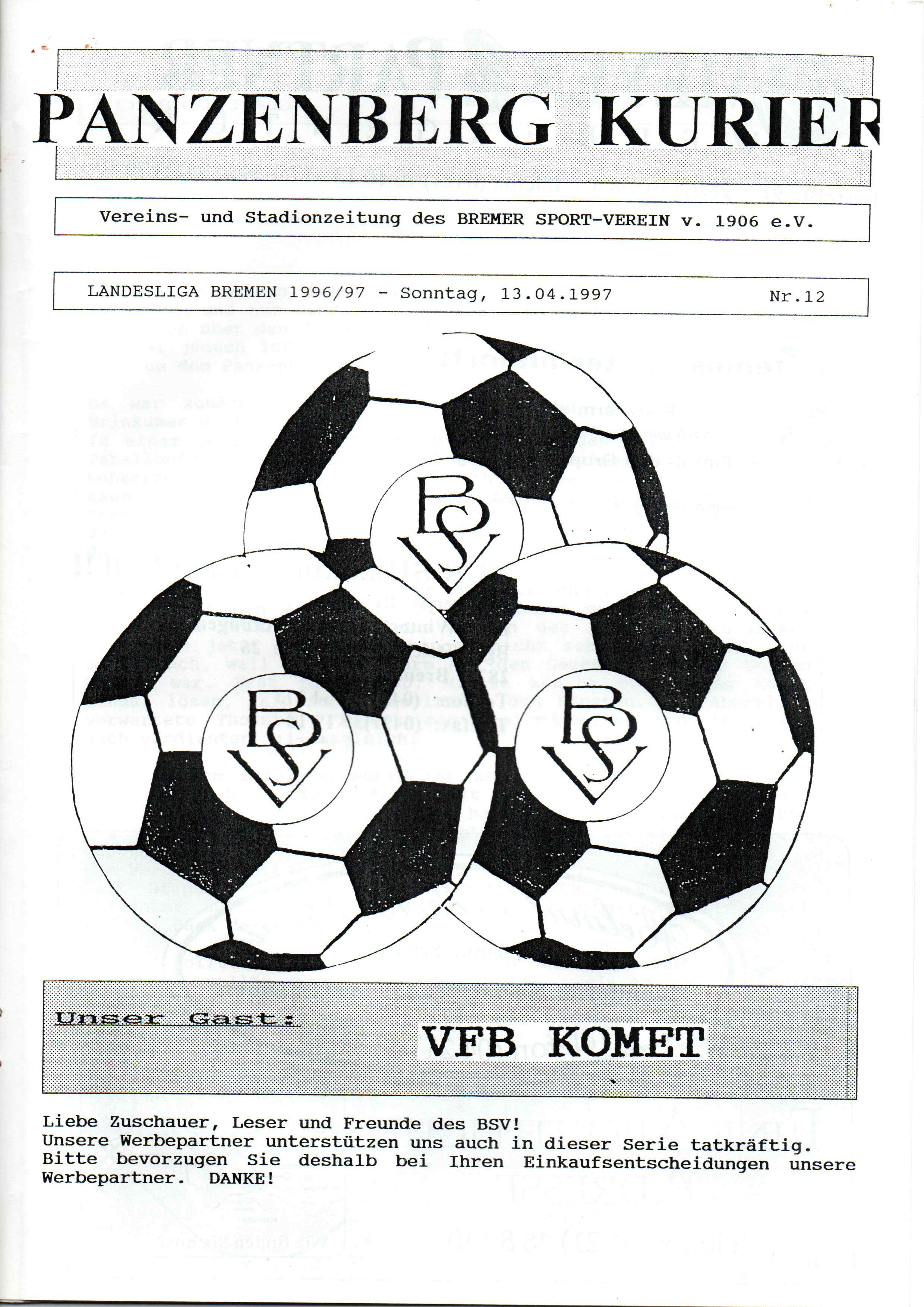 25. Spieltag  [13.04.1997] Bremer SV vs. VfB Komet Bremen