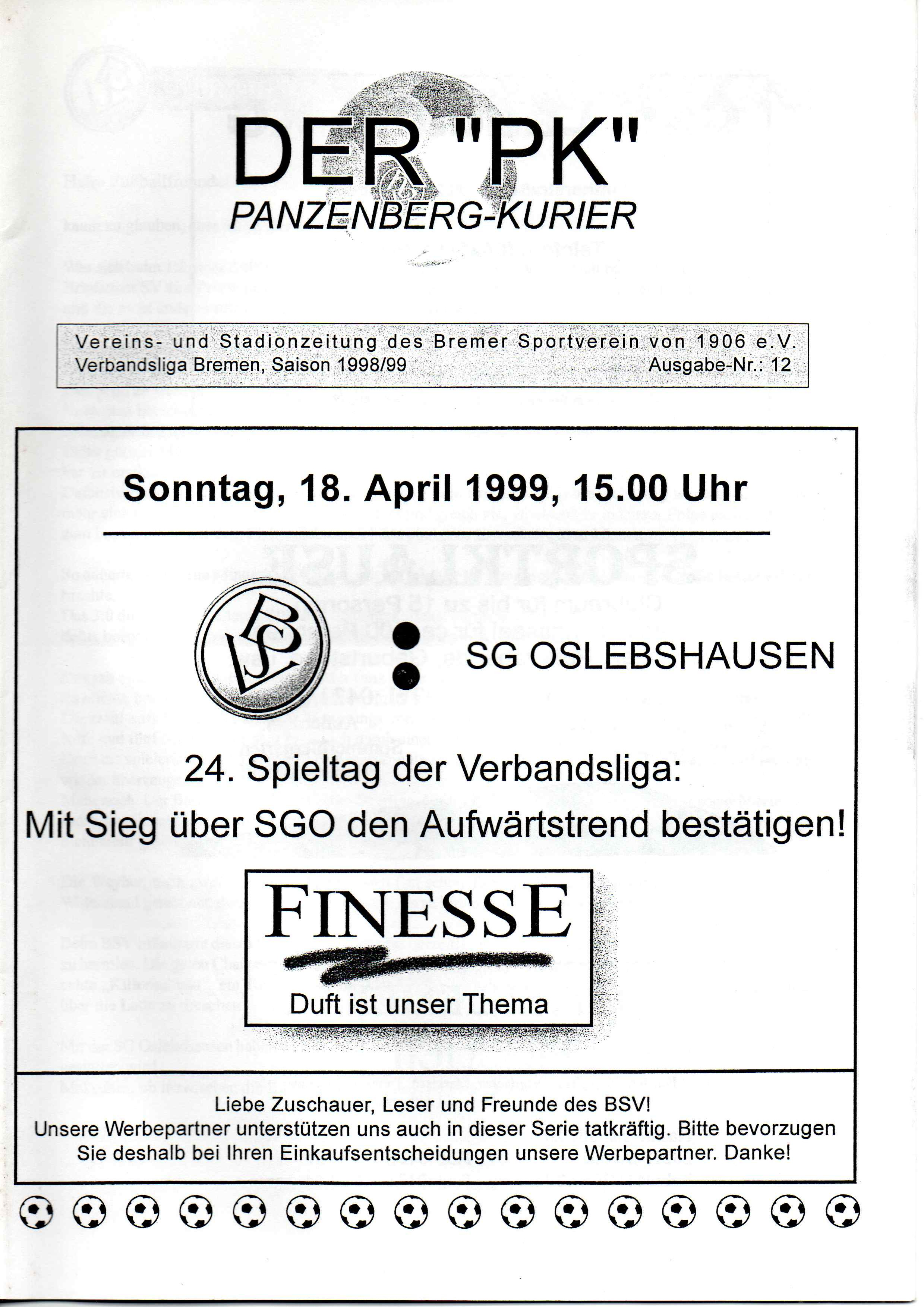 22. Spieltag [18.04.1999] Bremer SV vs. SG Oslebshausen Bremen