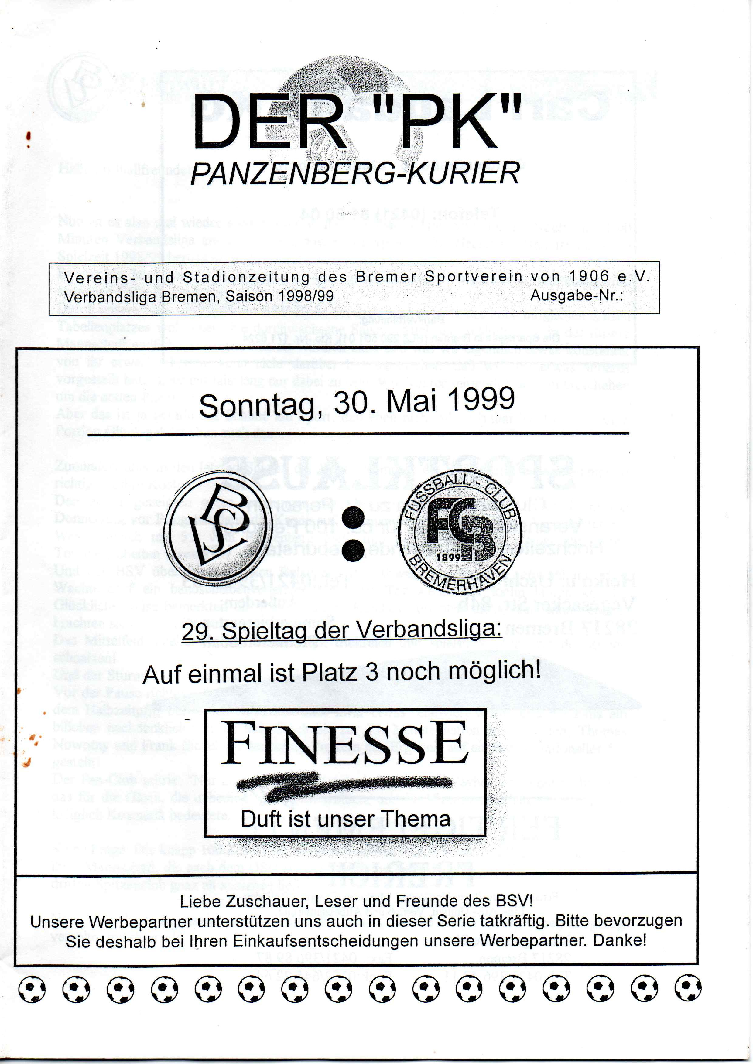 29. Spieltag [30.05.1999] Bremer SV vs. FC Bremerhaven II