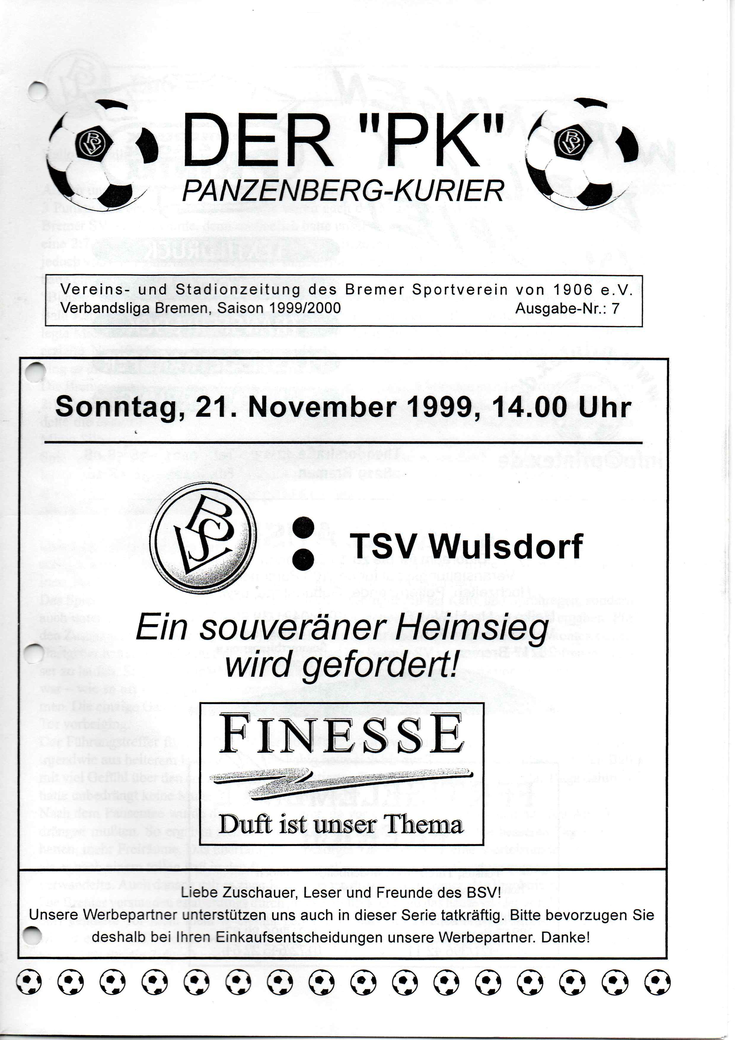 13. Spieltag [21.11.1999] Bremer SV vs. TSV Wulsdorf