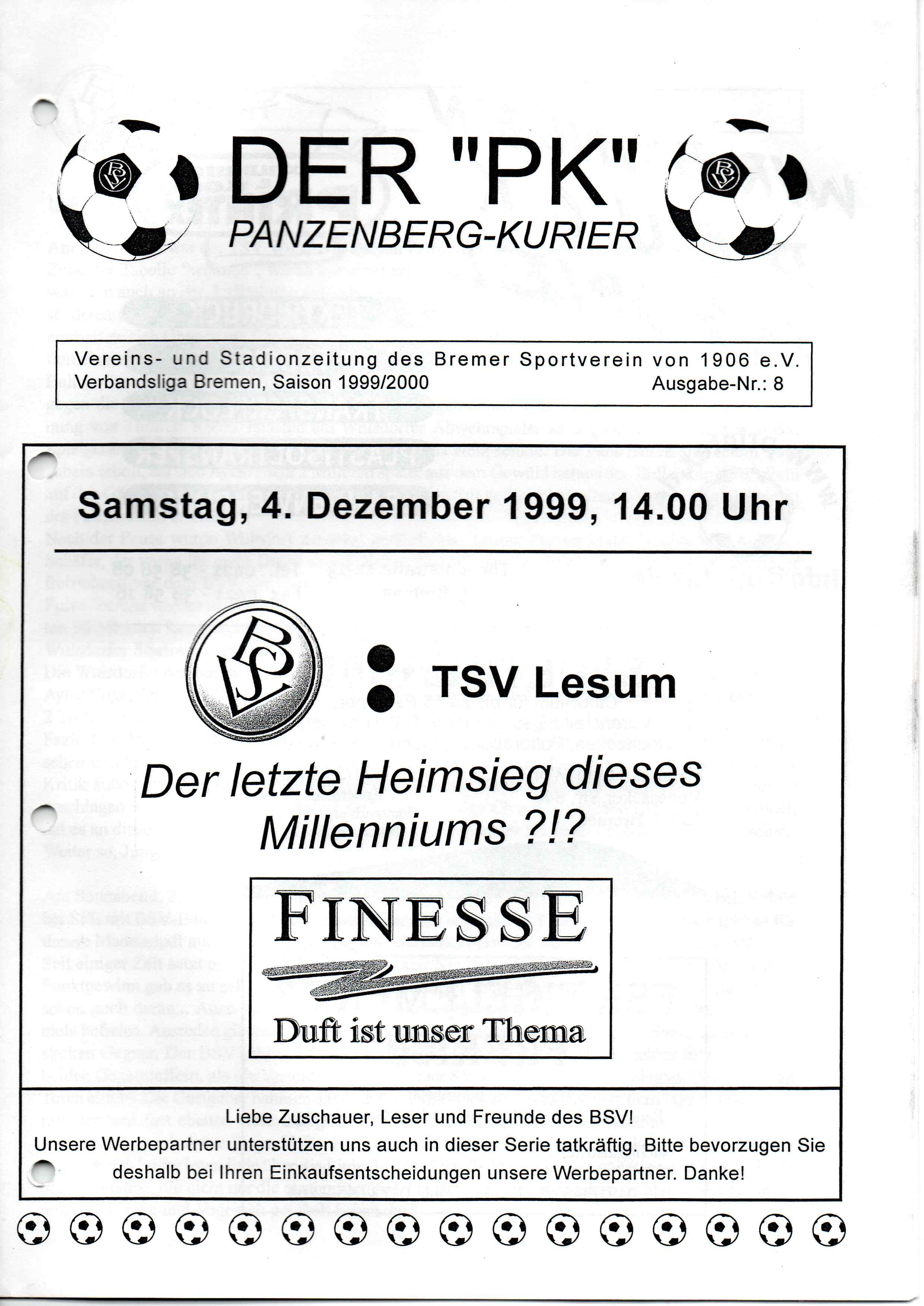 15. Spieltag [11.12.1999] Bremer SV vs. TSV Lesum-Burgdamm
