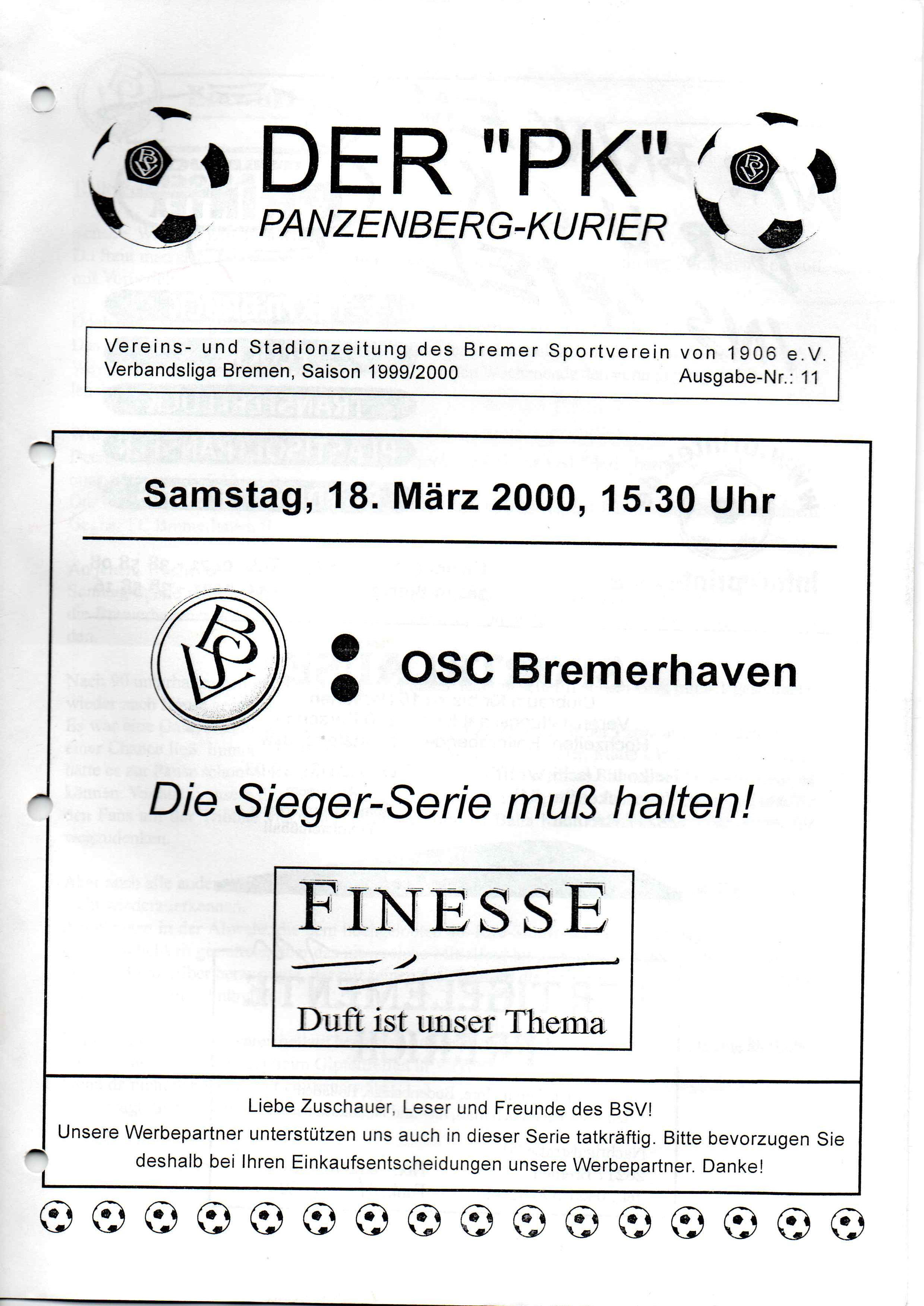 20. Spieltag [18.03.2000] Bremer SV vs. OSC Bremerhaven