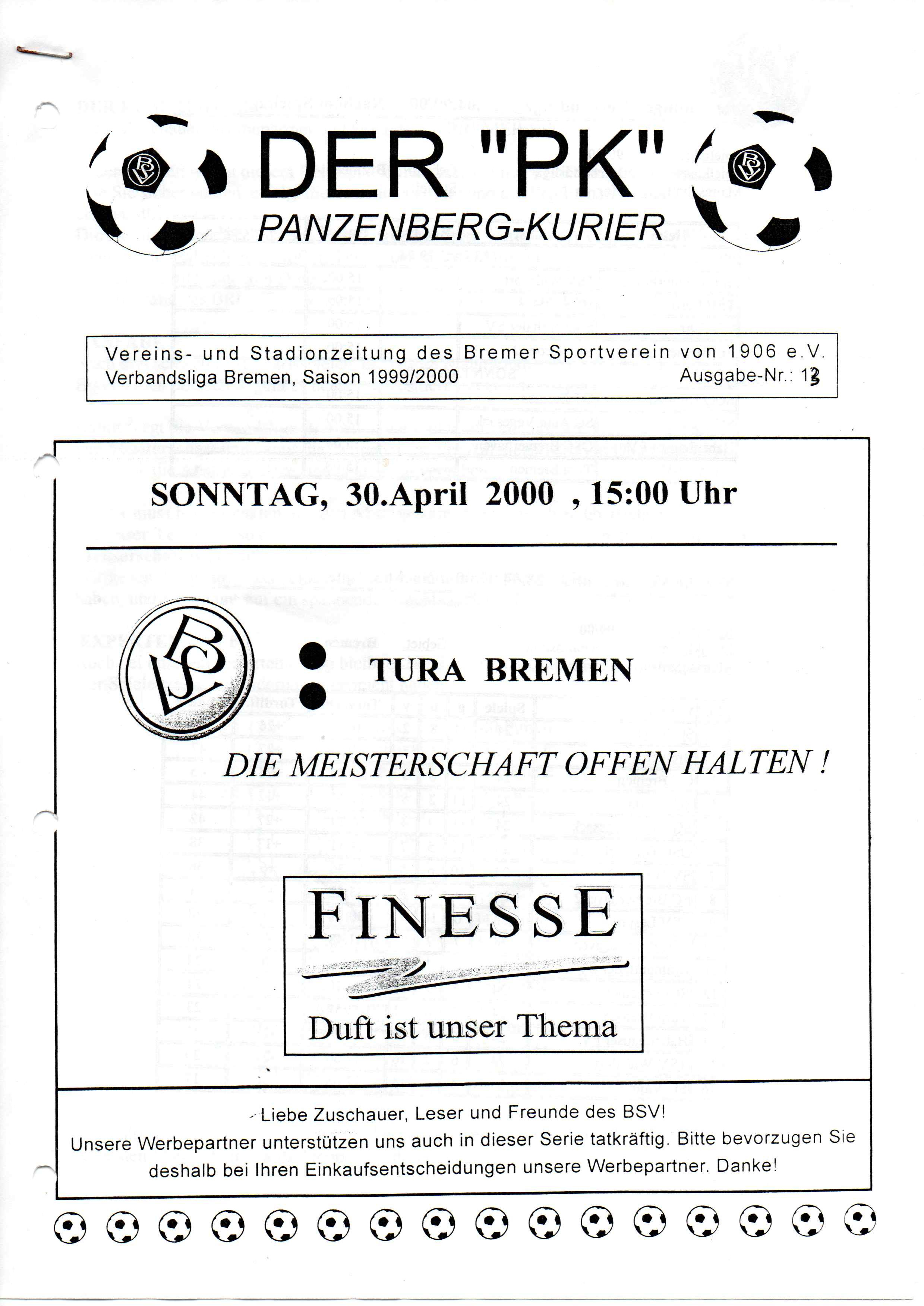 25. Spieltag [30.04.2000] Bremer SV vs. TuRa Bremen
