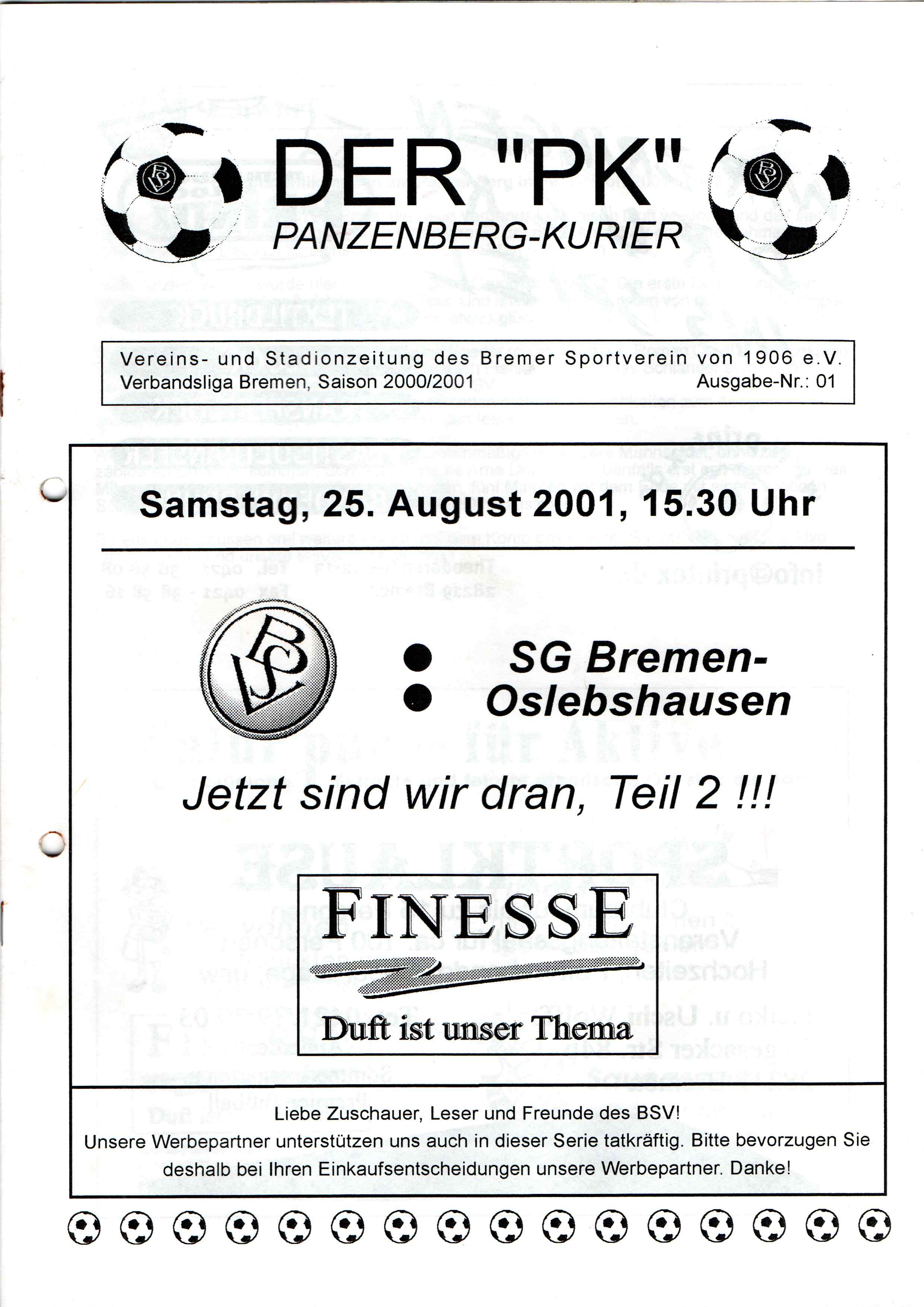 02. Spieltag [25.08.2001] Bremer SV vs. SG Oslebshausen Bremen