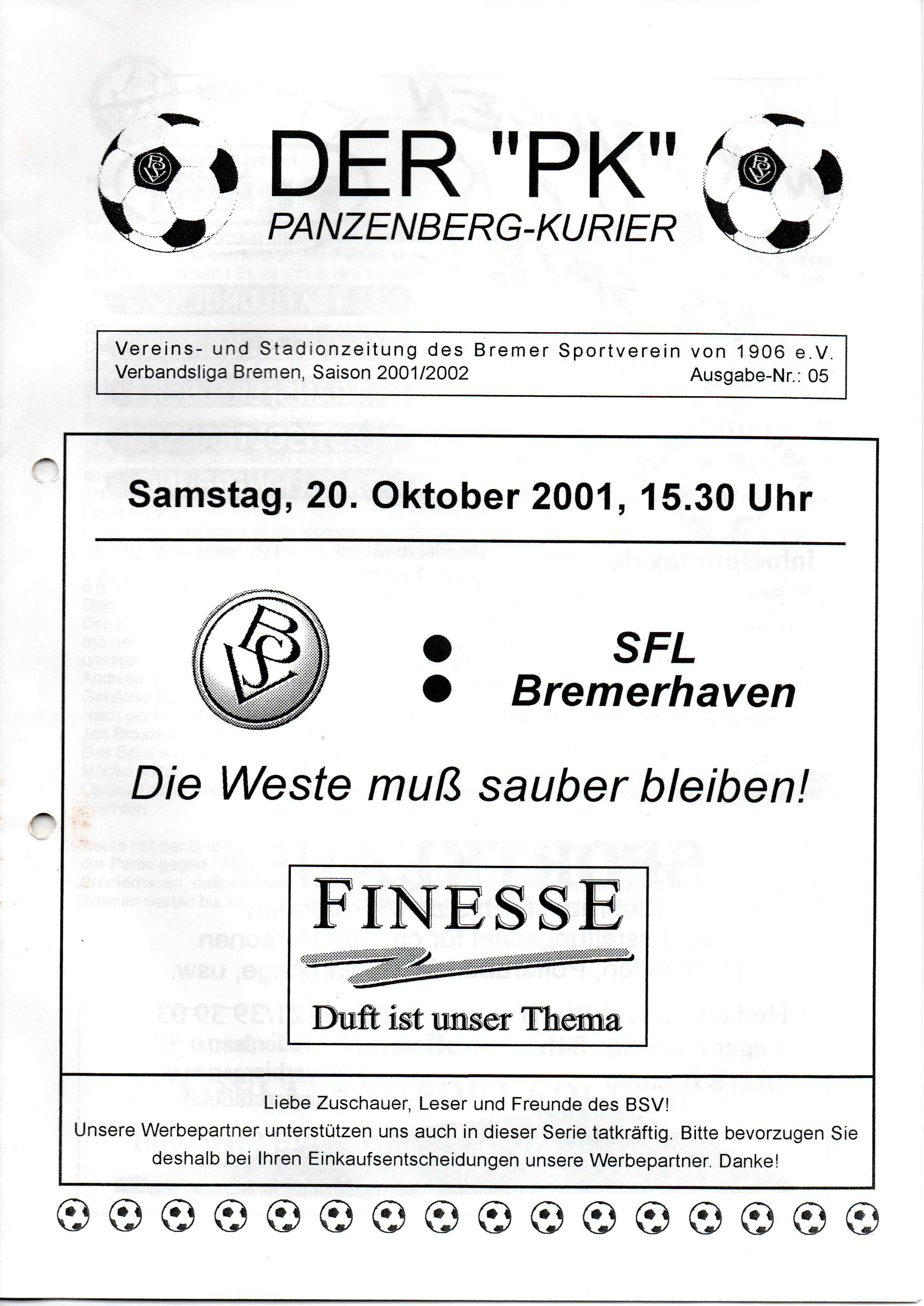 10. Spieltag [20.10.2001] Bremer SV vs. SFL Bremerhaven