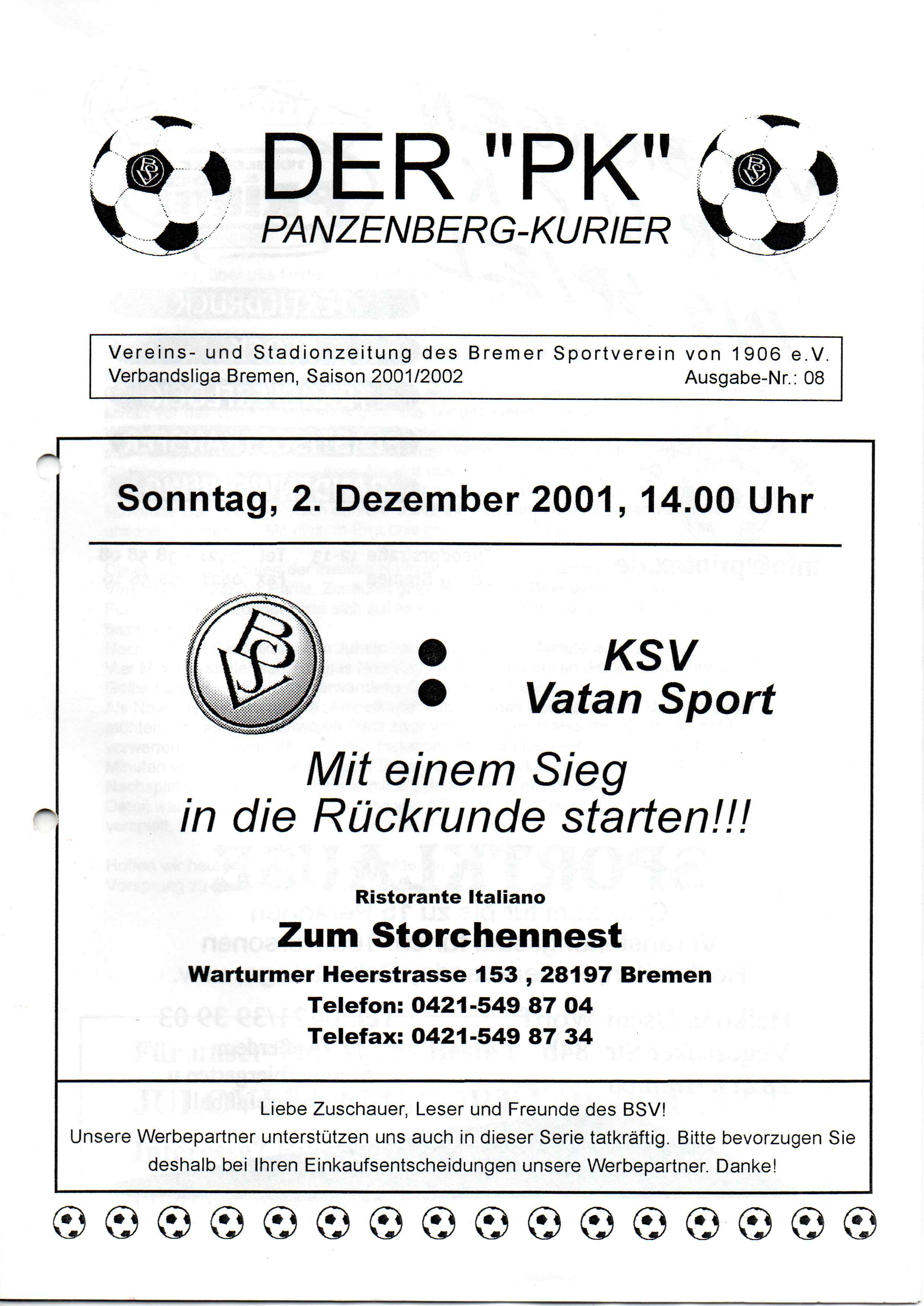 16. Spieltag [02.12.2001] Bremer SV vs. KSV Vatan Sport