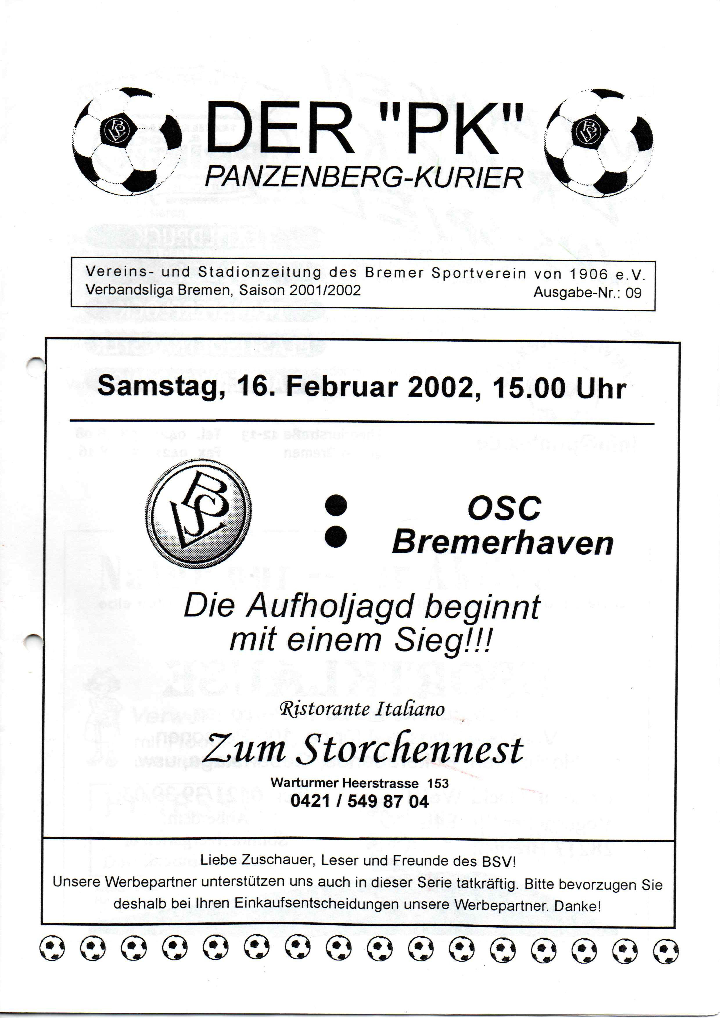 18. Spieltag [16.02.2002] Bremer SV vs. OSC Bremerhaven