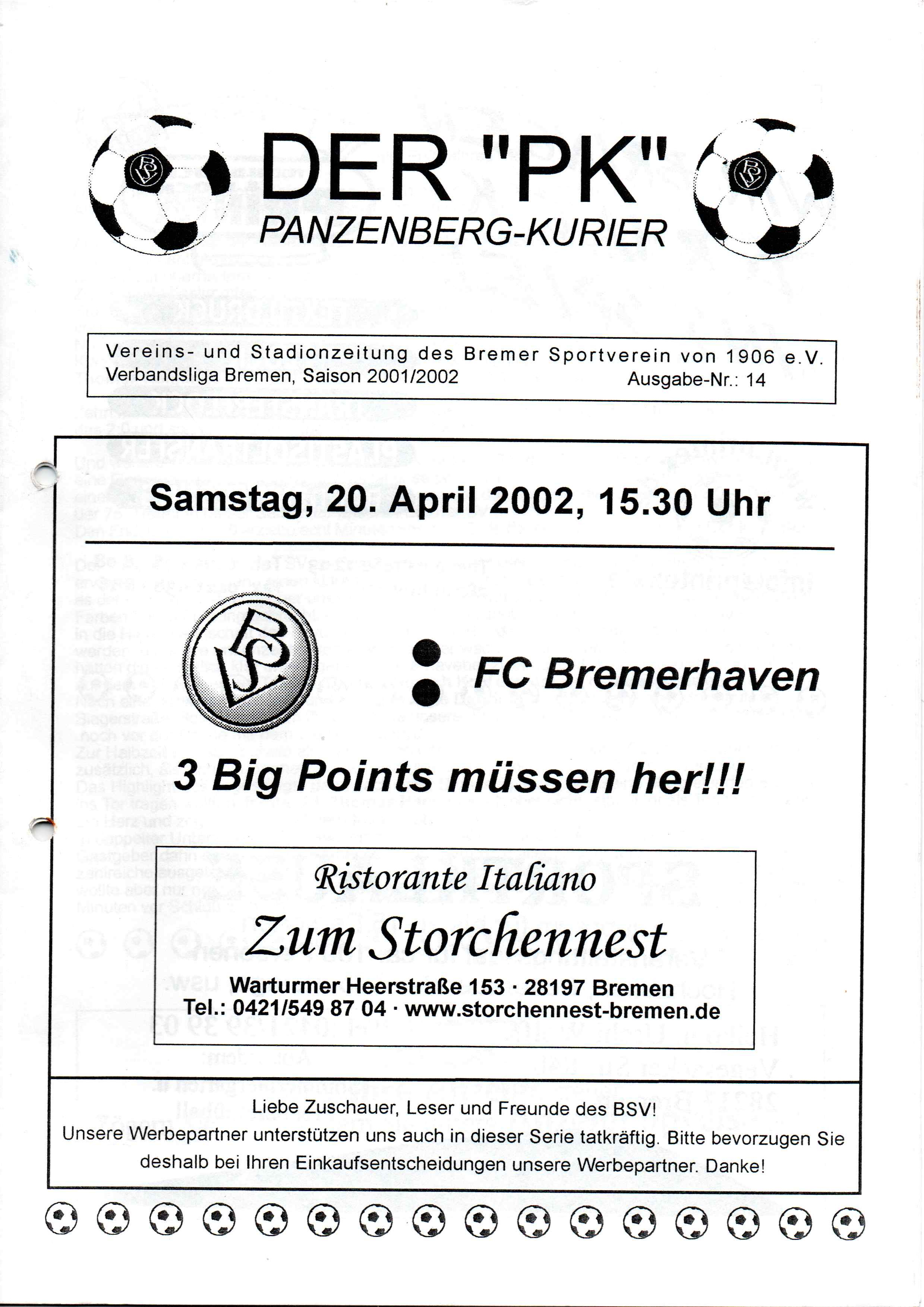26. Spieltag [20.04.2002] Bremer SV vs. FC Bremerhaven