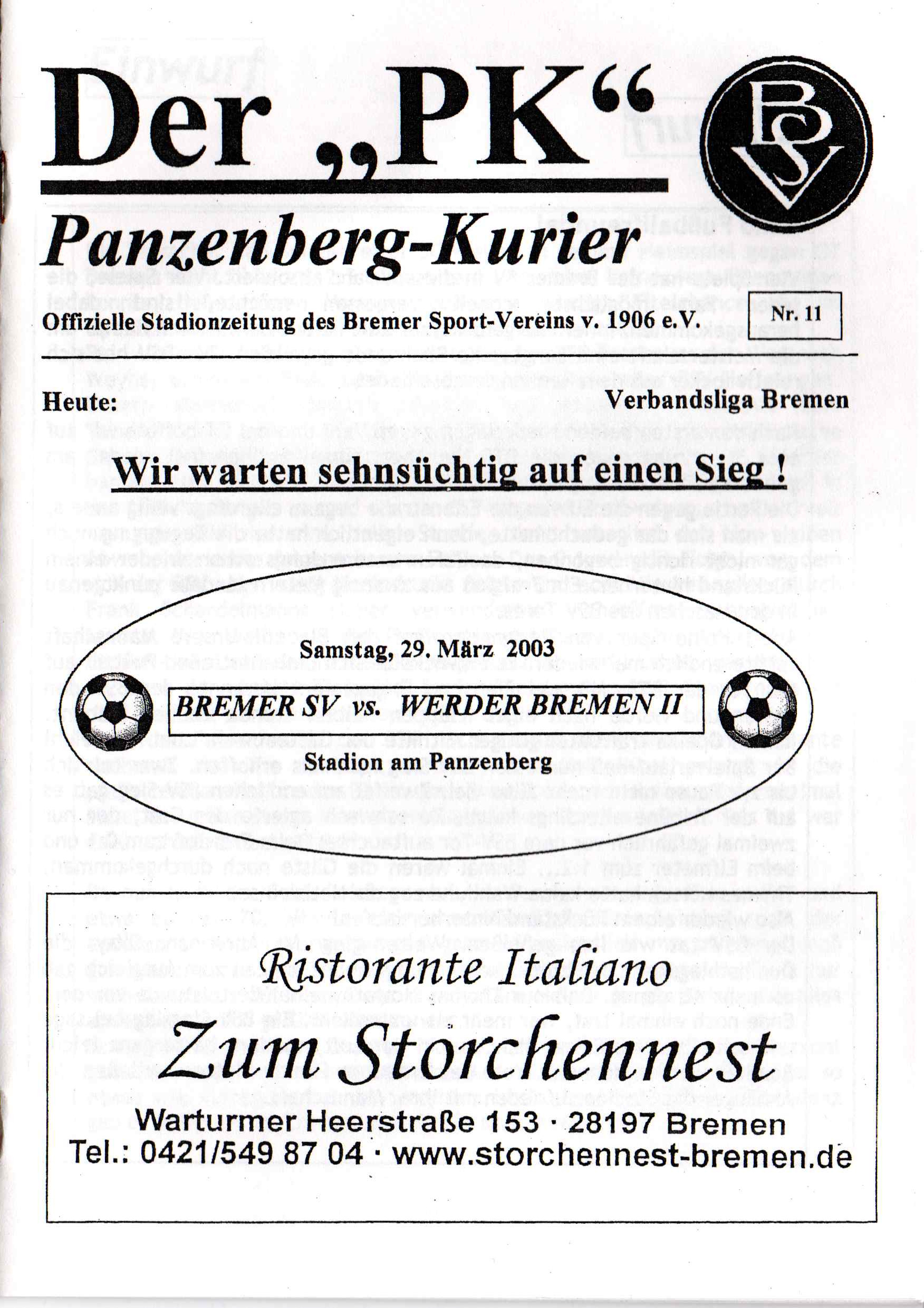 21. Spieltag [29.03.2003] Bremer SV vs. SV Werder Bremen II