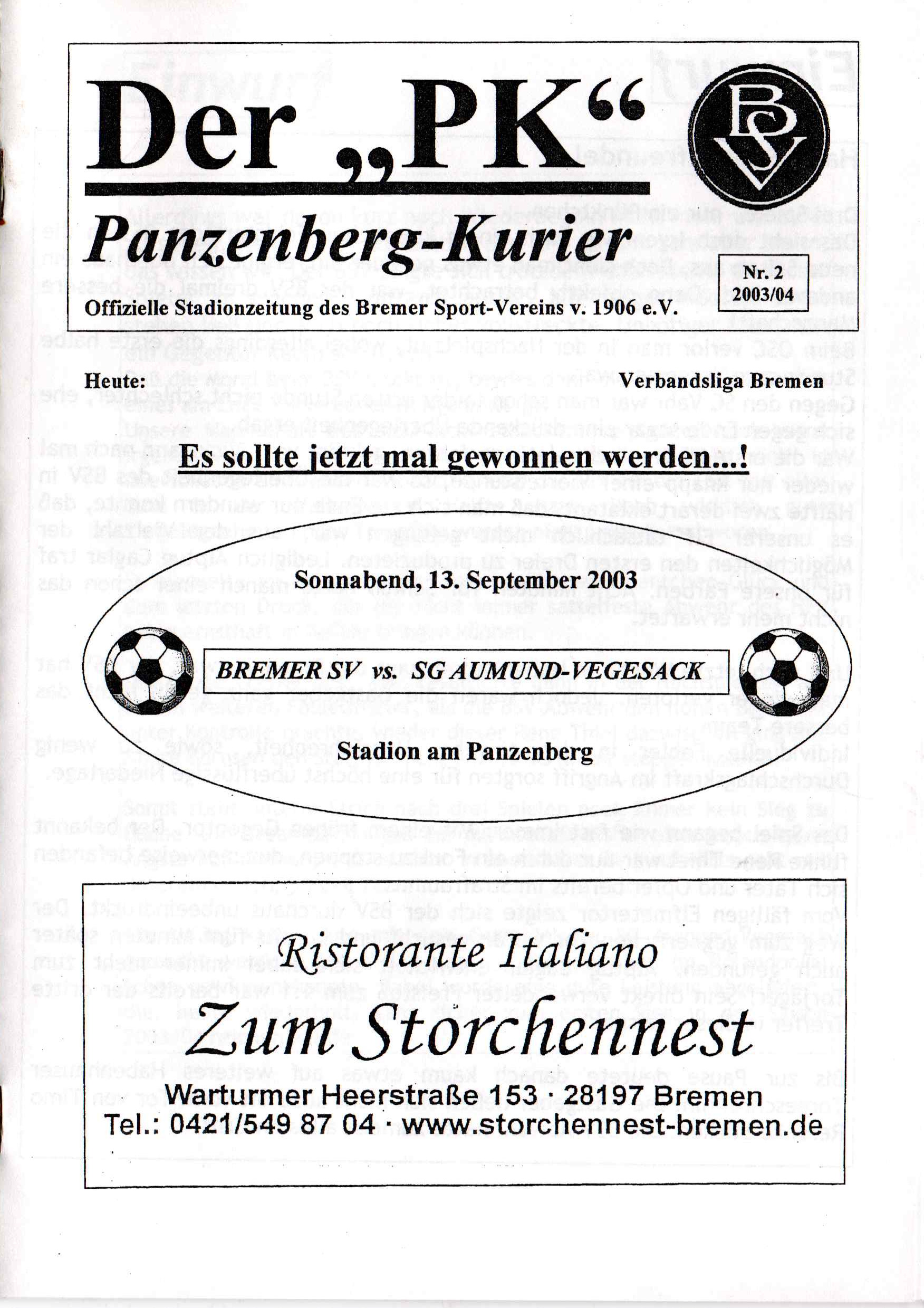 04. Spieltag [13.09.2003] Bremer SV vs. SG Aumund-Vegesack