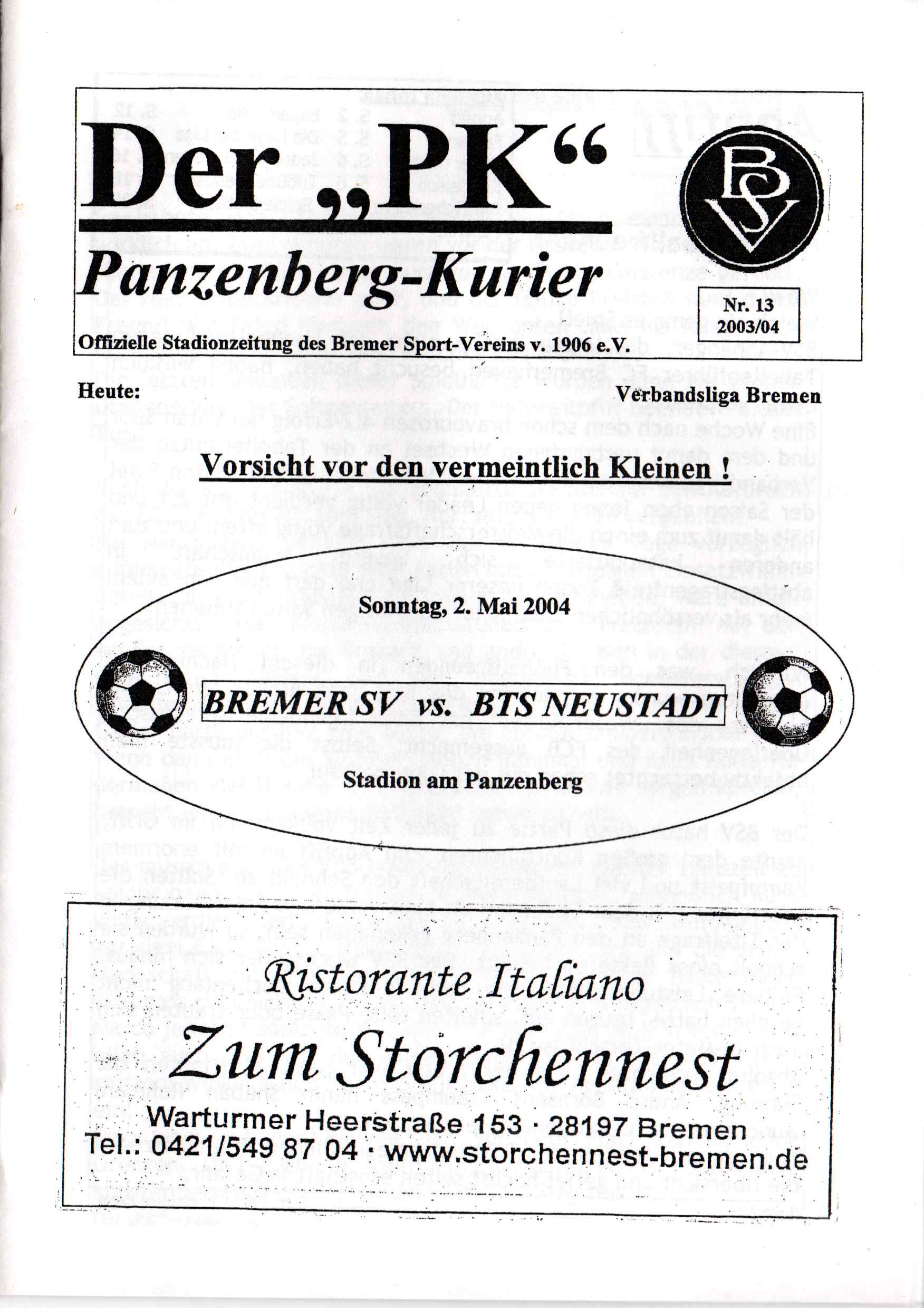26. Spieltag [02.05.2004] Bremer SV vs. BTS Neustadt